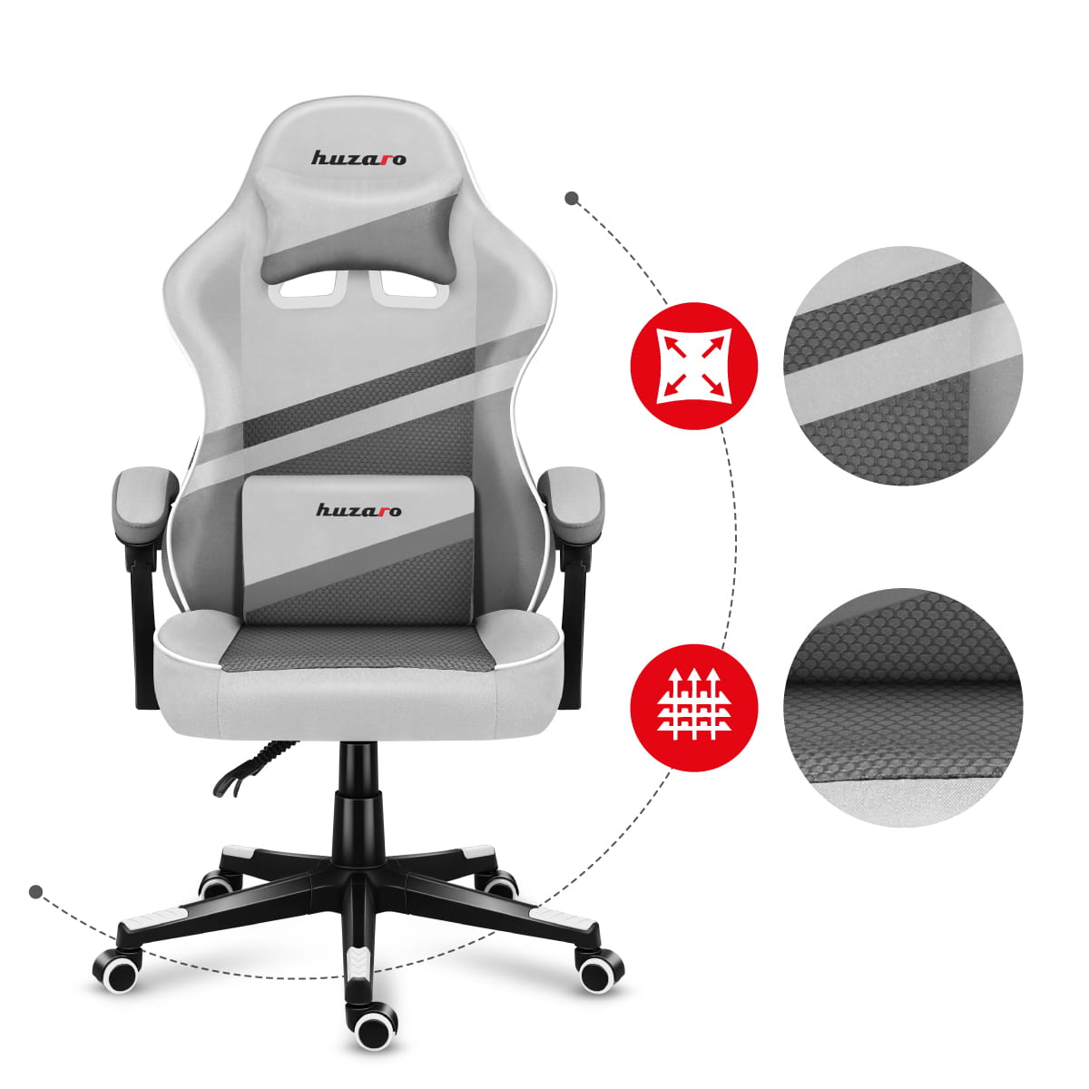 HUZARO FORCE 4.4 White Mesh Gaming Chair OUTLET
