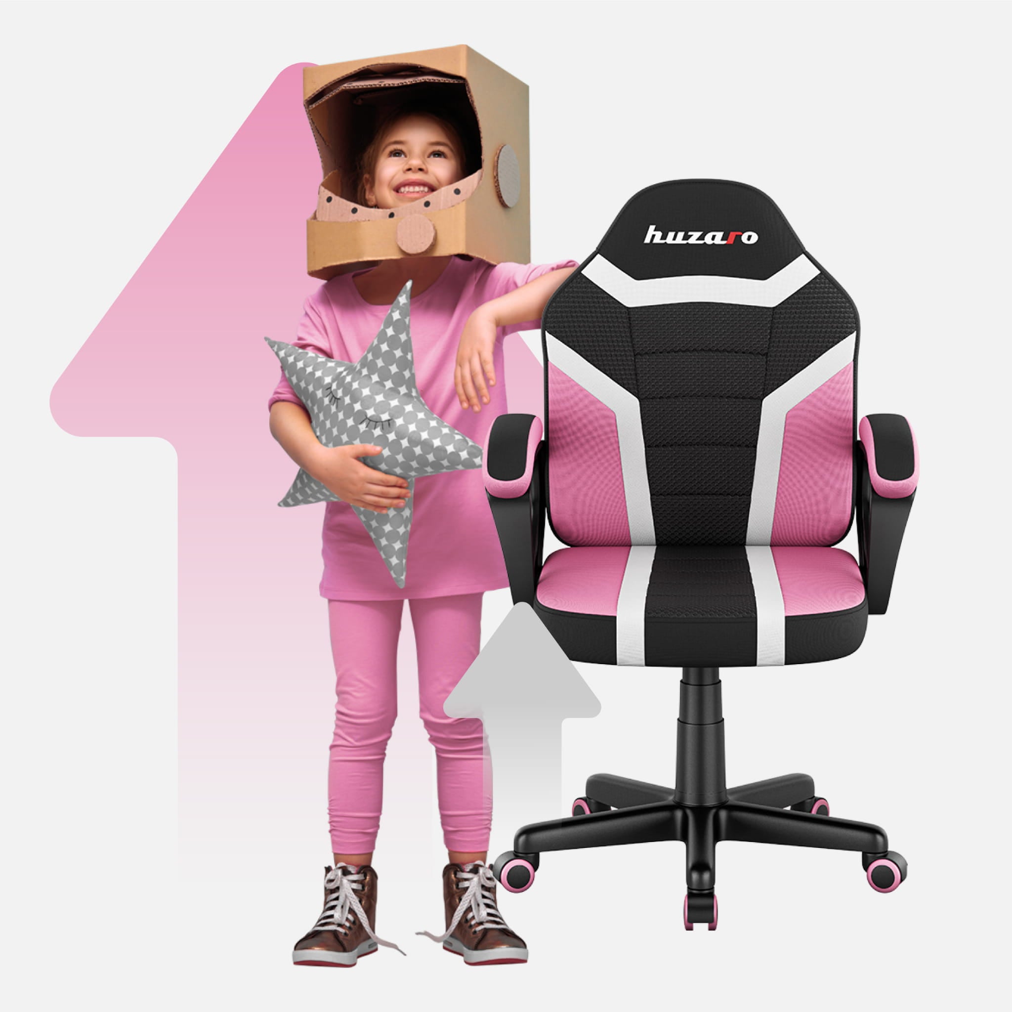 Huzaro Ranger 1.0 Pink Mesh Žaidimų kėdė vaikui