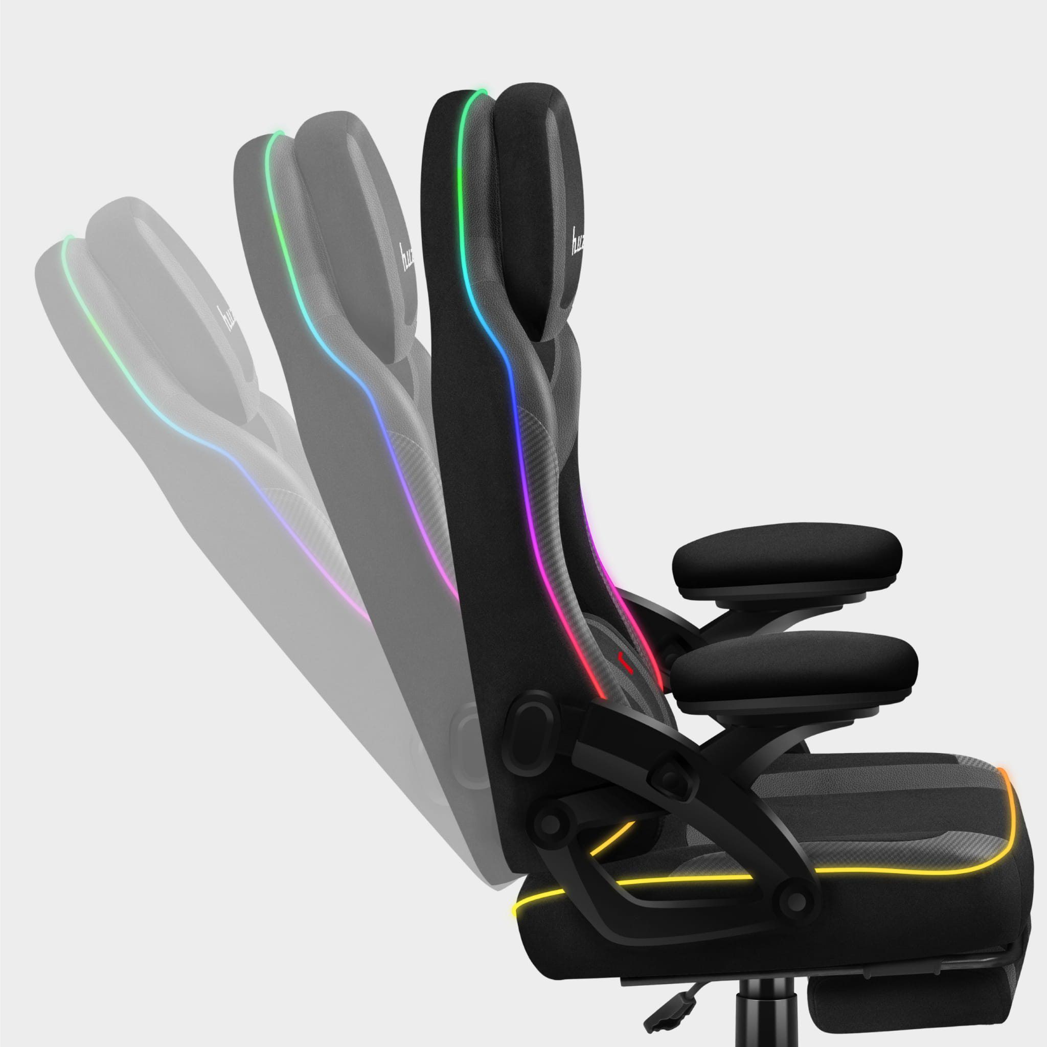 Huzaro Force 4.6 Black Mesh RGB Smart žaidimų kėdė