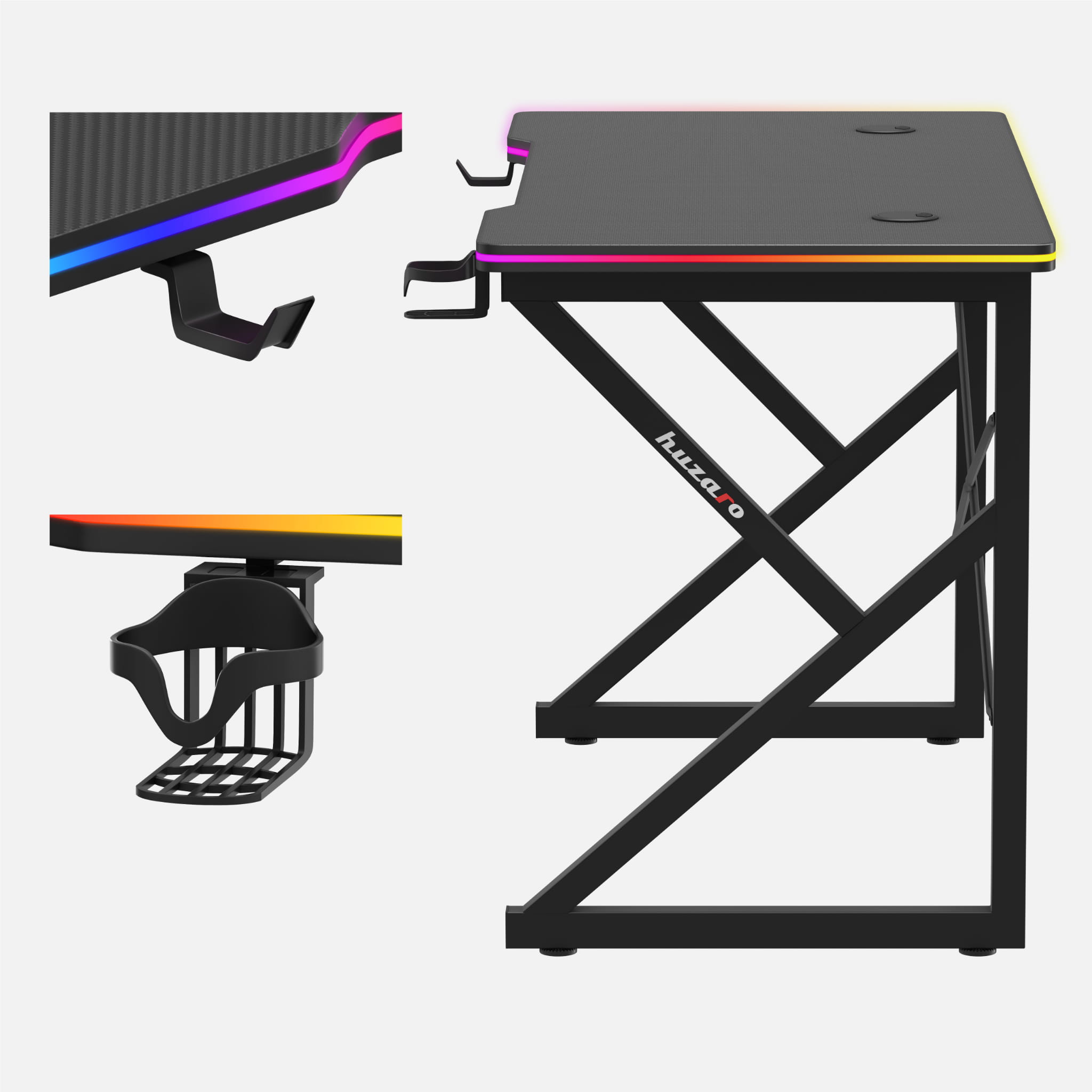Hero 1.7 RGB žaidimų stalas juodas
