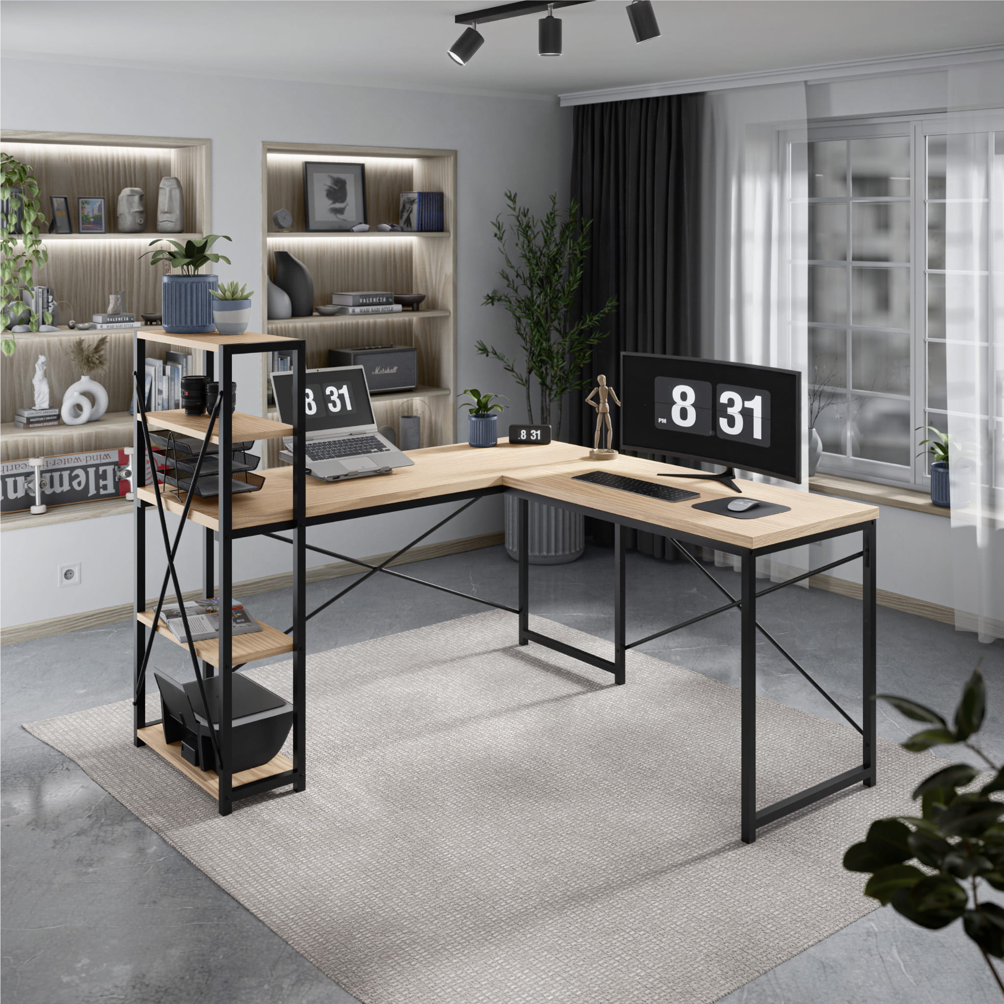 Kampinis stalas su lentynomis Leader 5.9