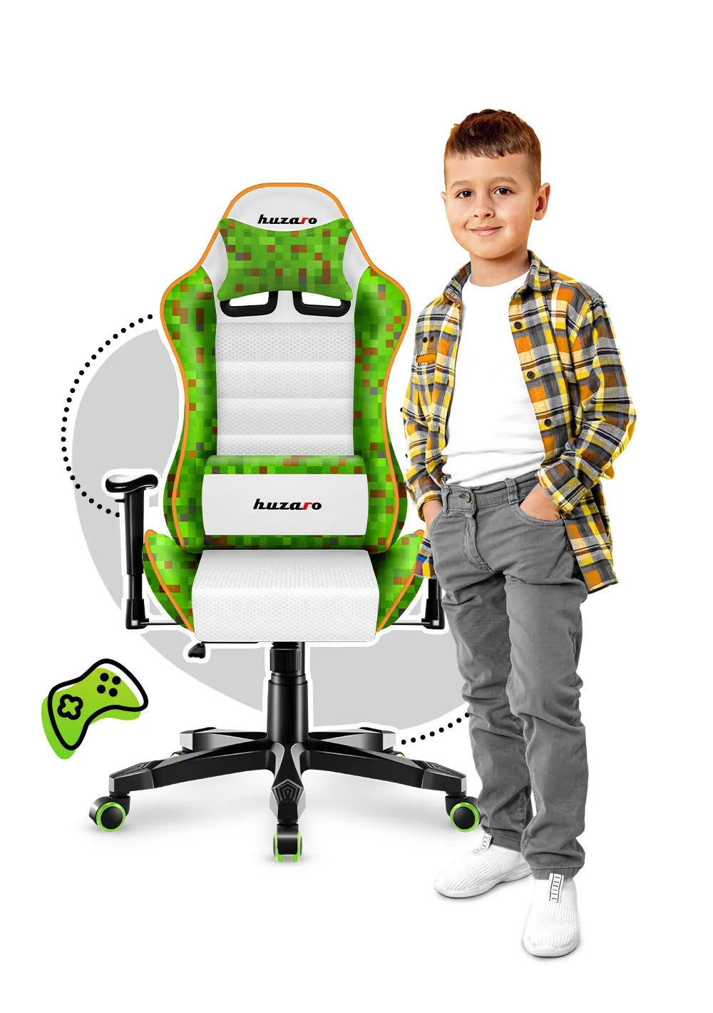 Huzaro Ranger 6.0 Pixel Baltas Žaidimų kėdė vaikui