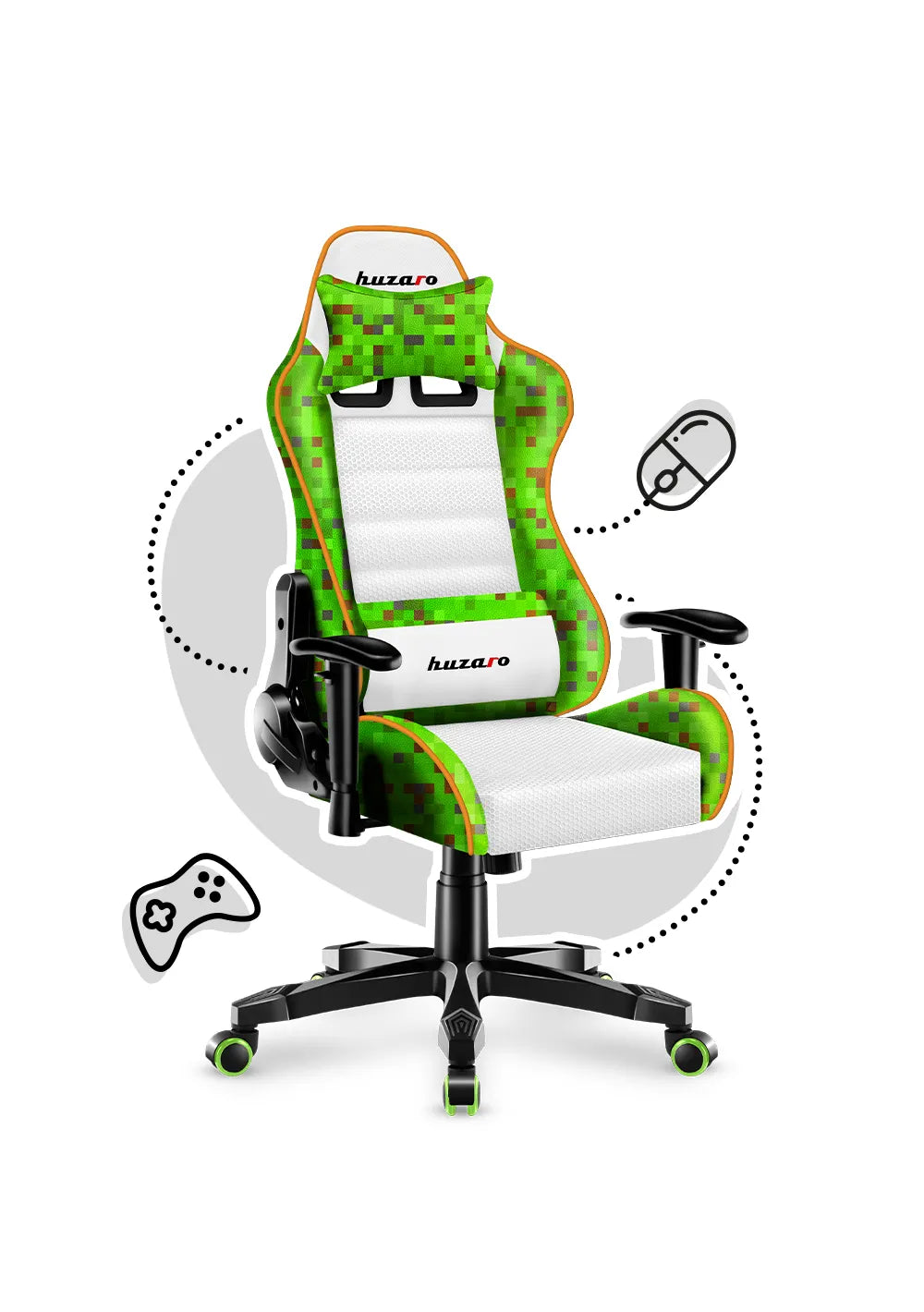 Huzaro Ranger 6.0 Pixel Baltas Žaidimų kėdė vaikui