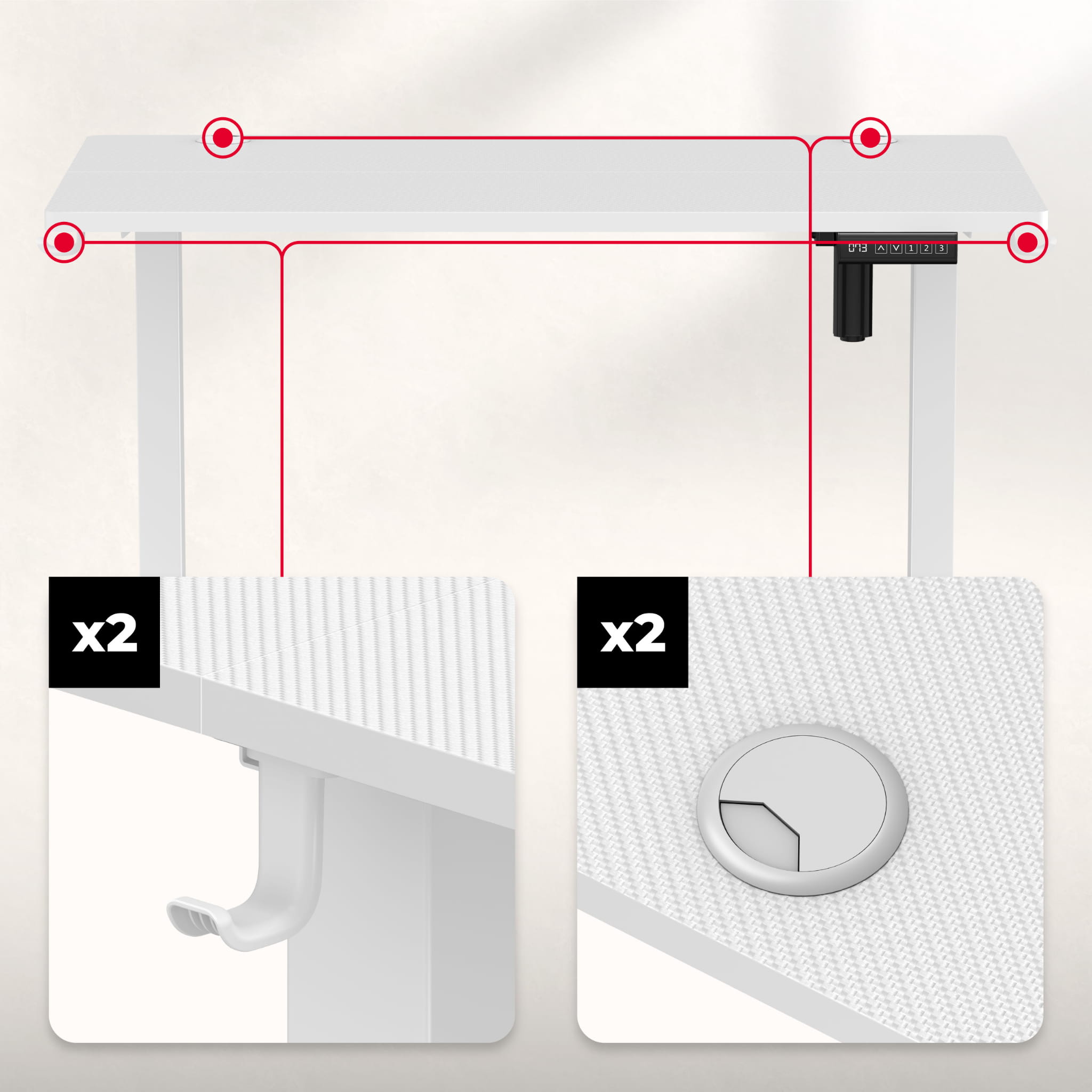 Huzaro Hero 7.9 White elektrinis stalas
