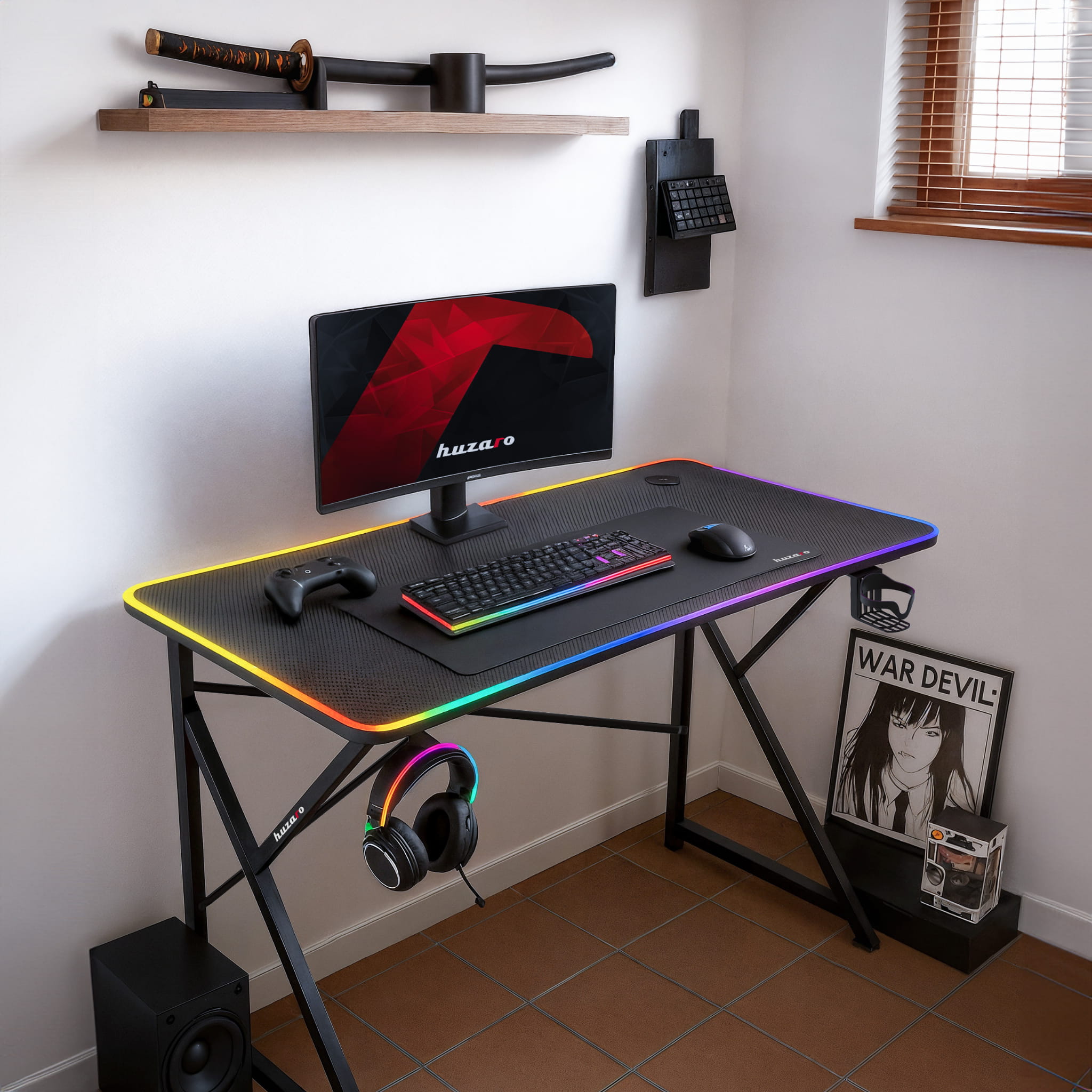 Hero 1.7 RGB žaidimų stalas juodas