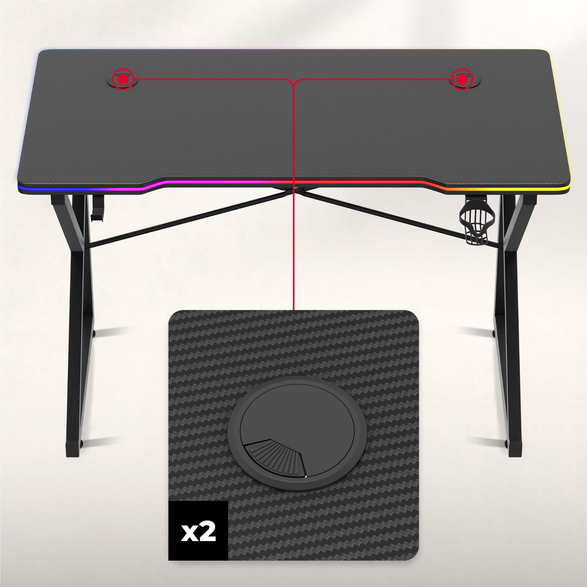 Hero 1.7 RGB žaidimų stalas juodas