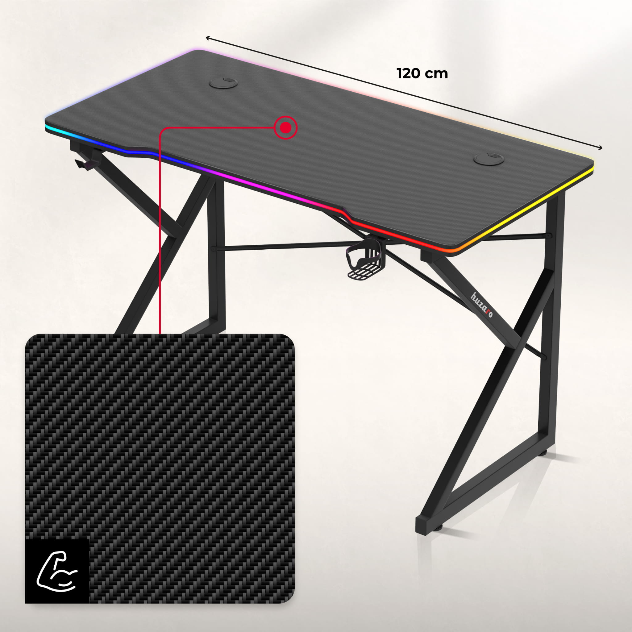 Hero 1.7 RGB žaidimų stalas juodas