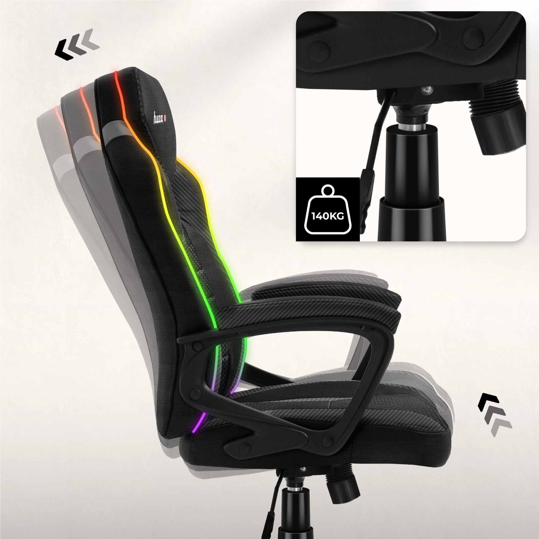 Huzaro Force 2.5 RGB Carbon Mesh žaidimų kėdė