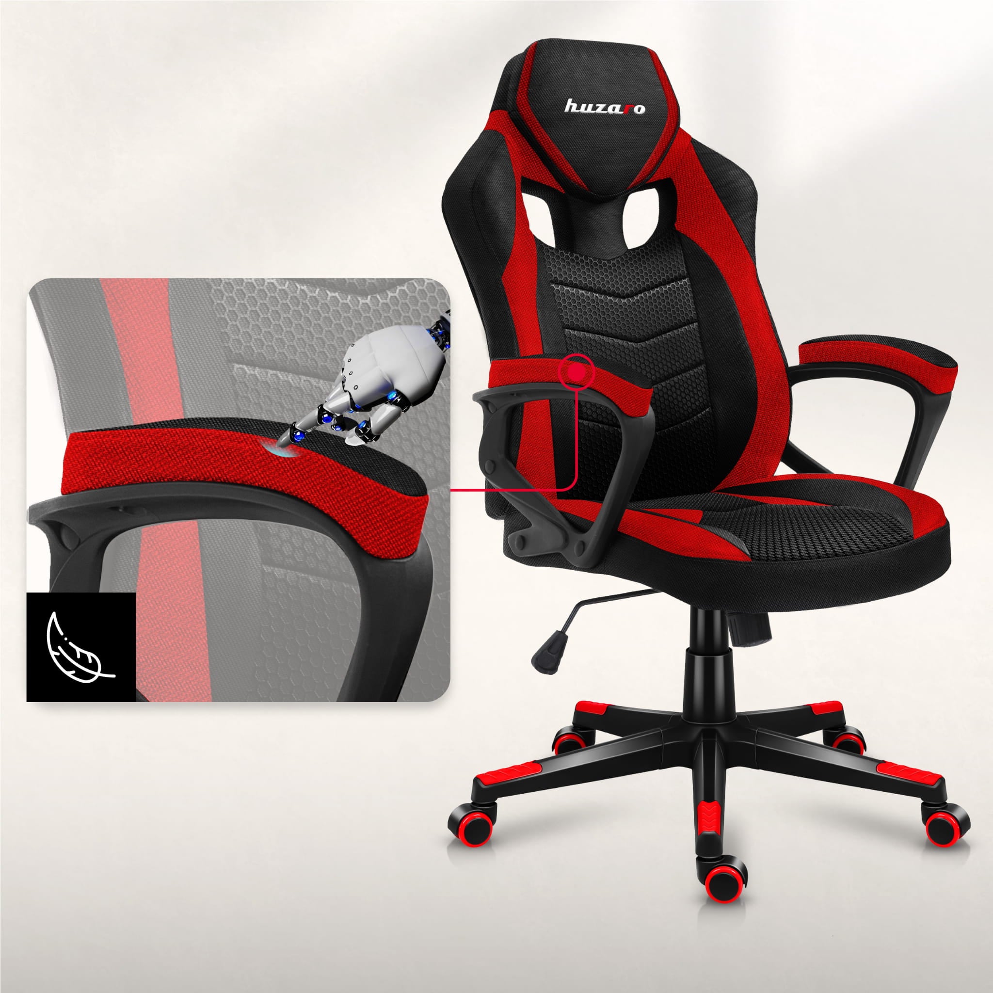 Huzaro Force 2.5 Red Mesh žaidimų kėdė