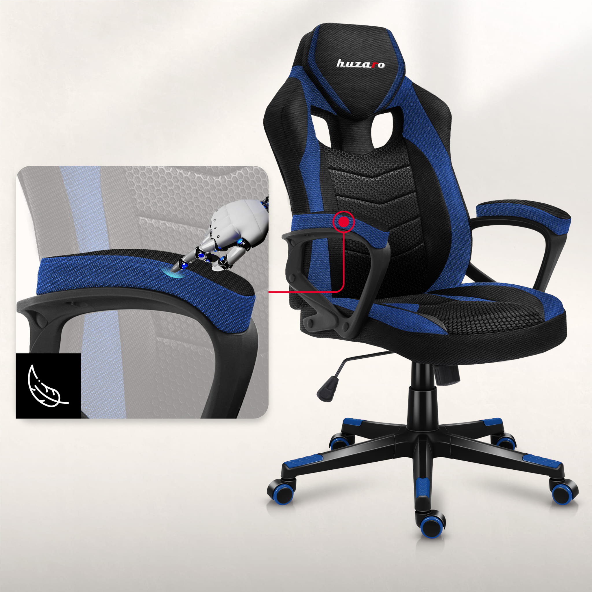 Huzaro Force 2.5 Blue Mesh žaidimų kėdė