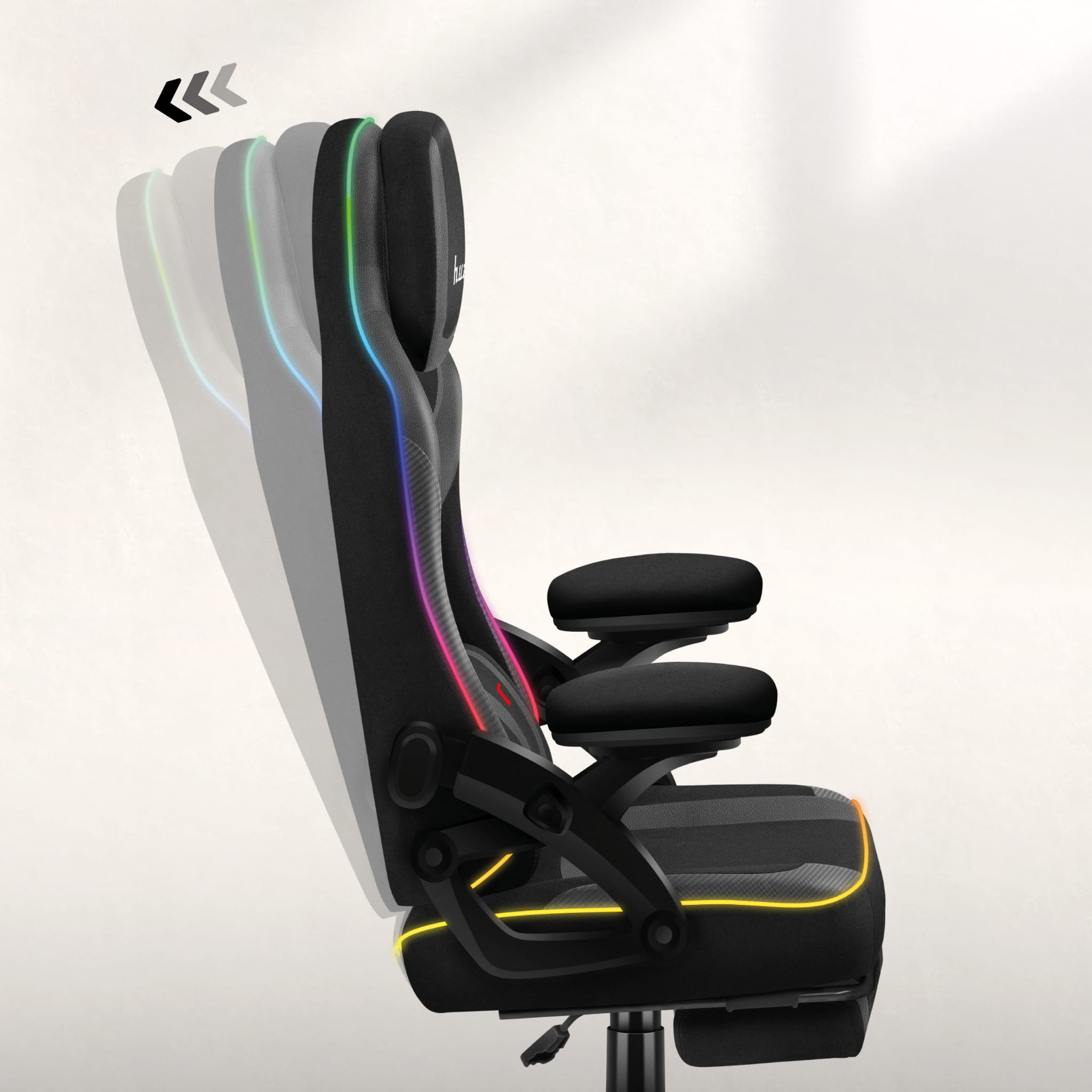 Huzaro Force 4.6 Black Mesh RGB Smart žaidimų kėdė