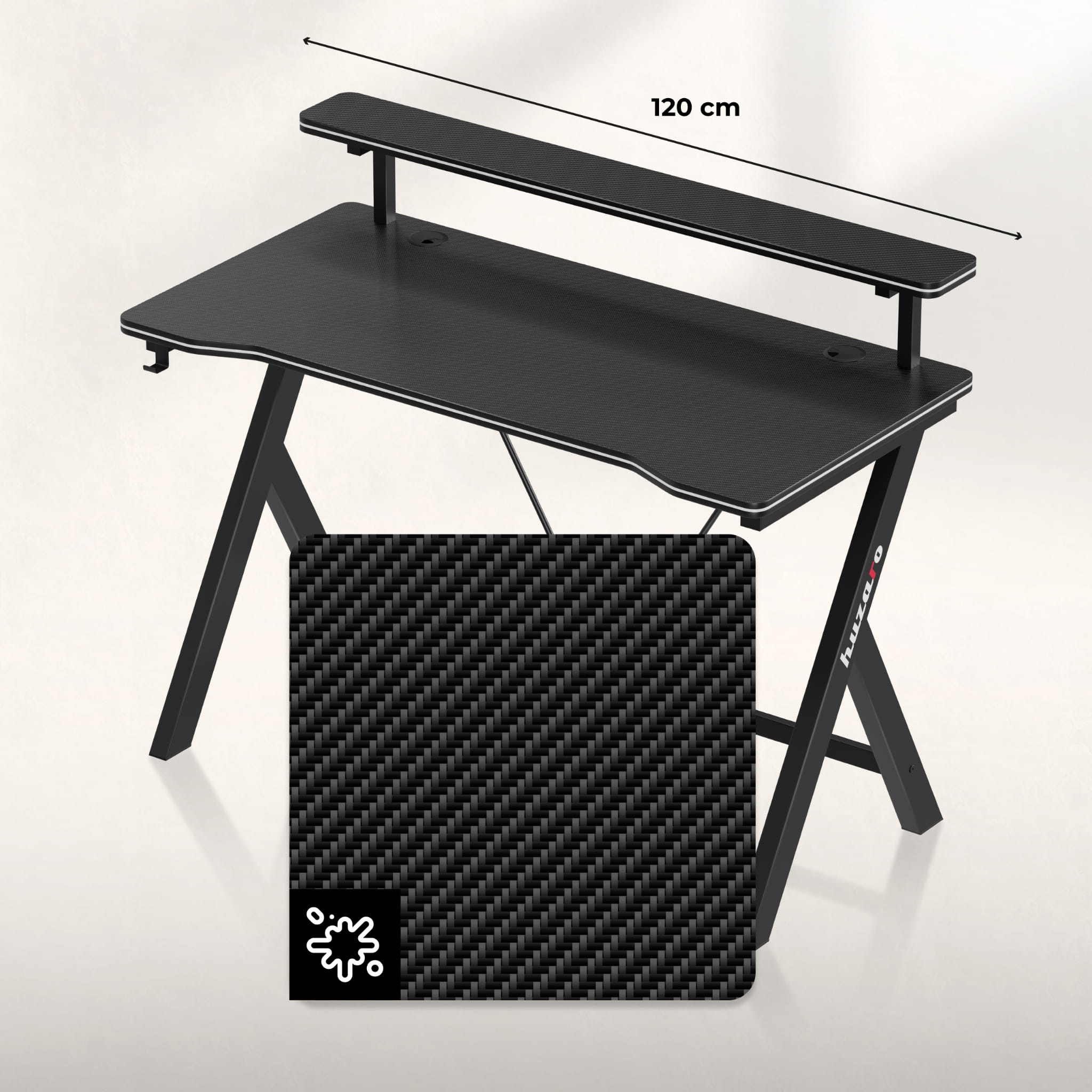 "Huzaro Hero 1.9 Black" juodos spalvos žaidimų stalas 120 cm