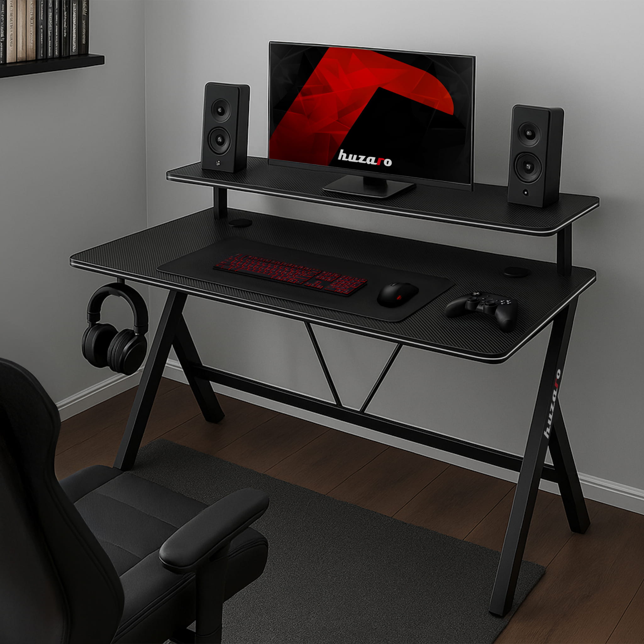 "Huzaro Hero 1.9 Black" juodos spalvos žaidimų stalas 120 cm