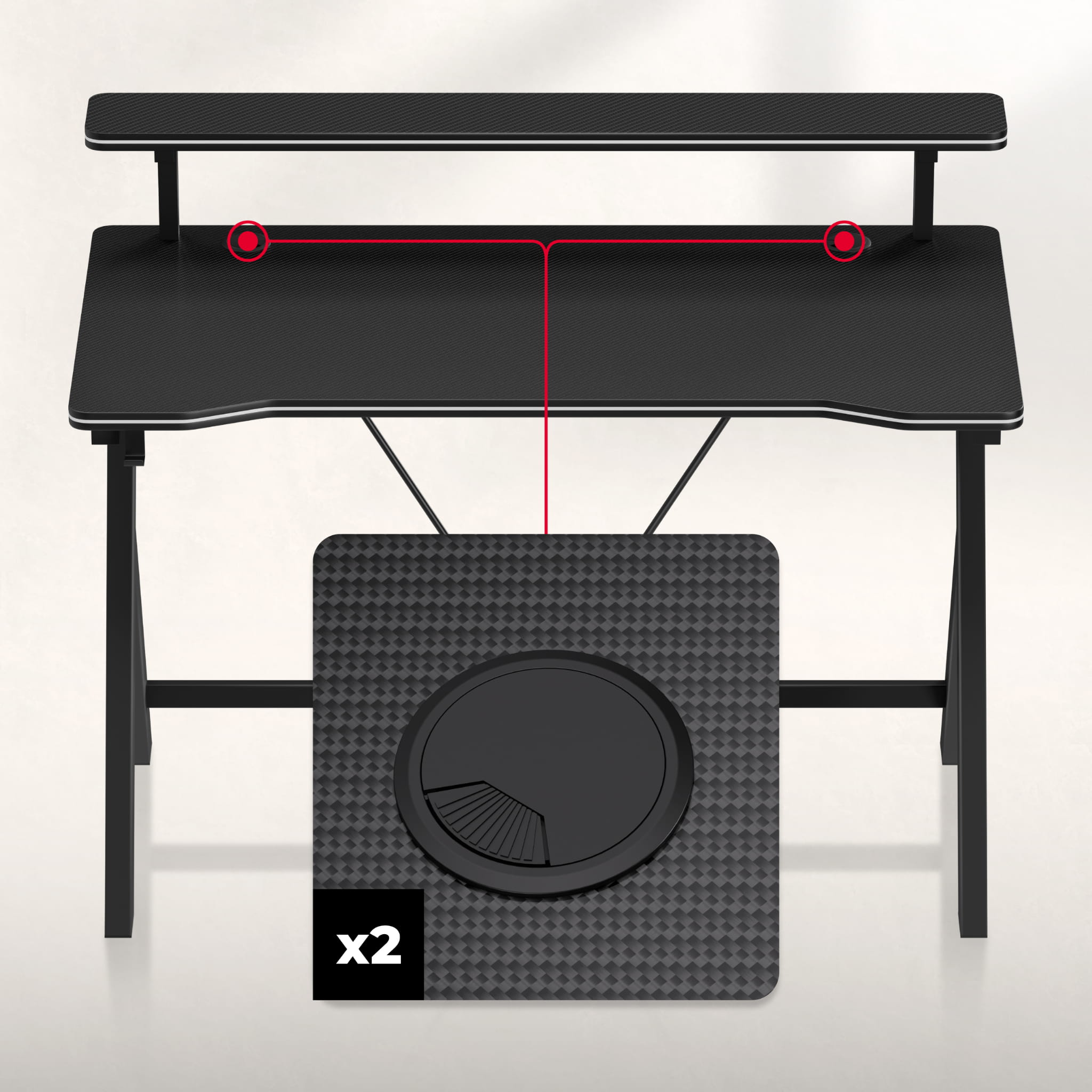 "Huzaro Hero 1.9 Black" juodos spalvos žaidimų stalas 120 cm