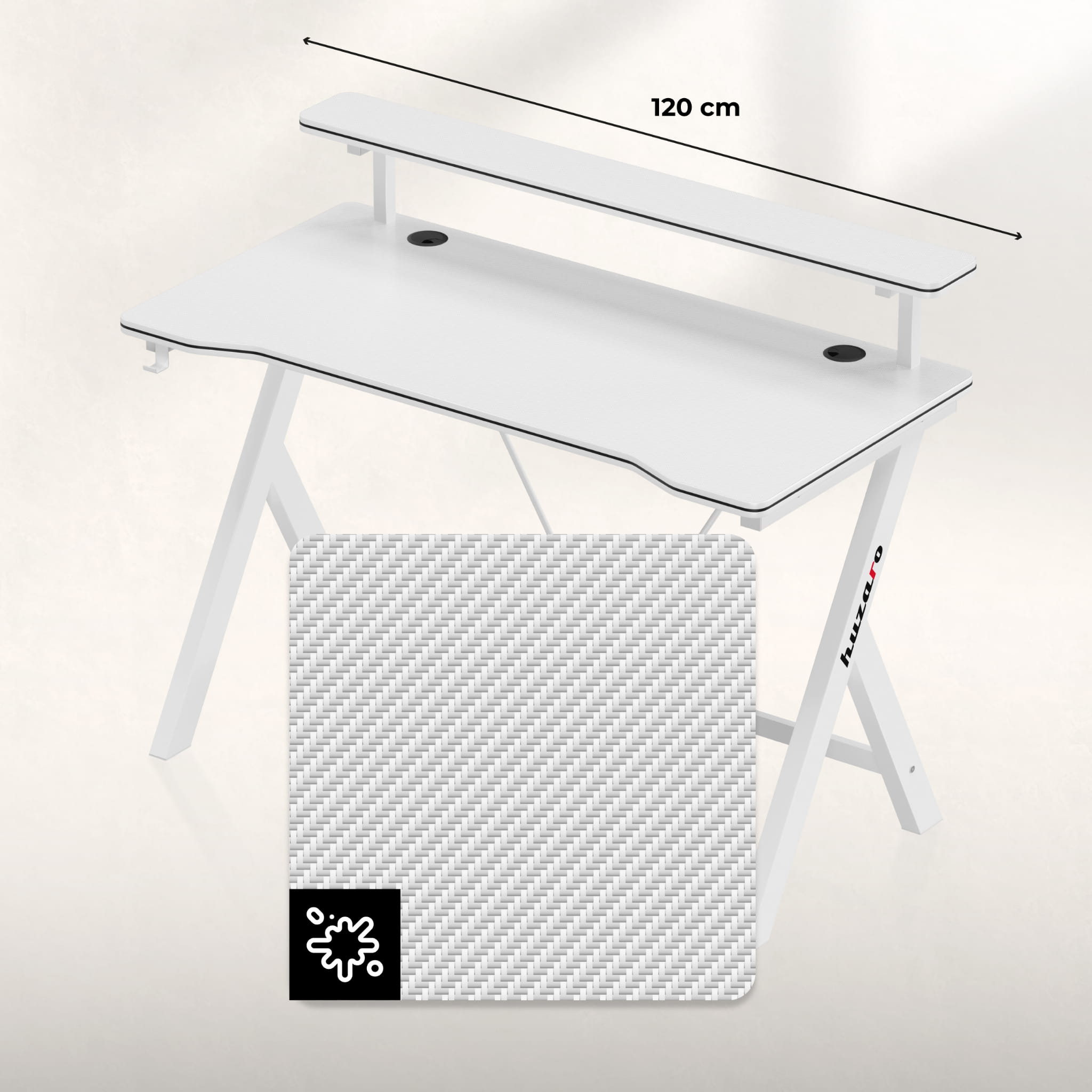 Huzaro Hero 1.9 White žaidimų stalas 120 cm