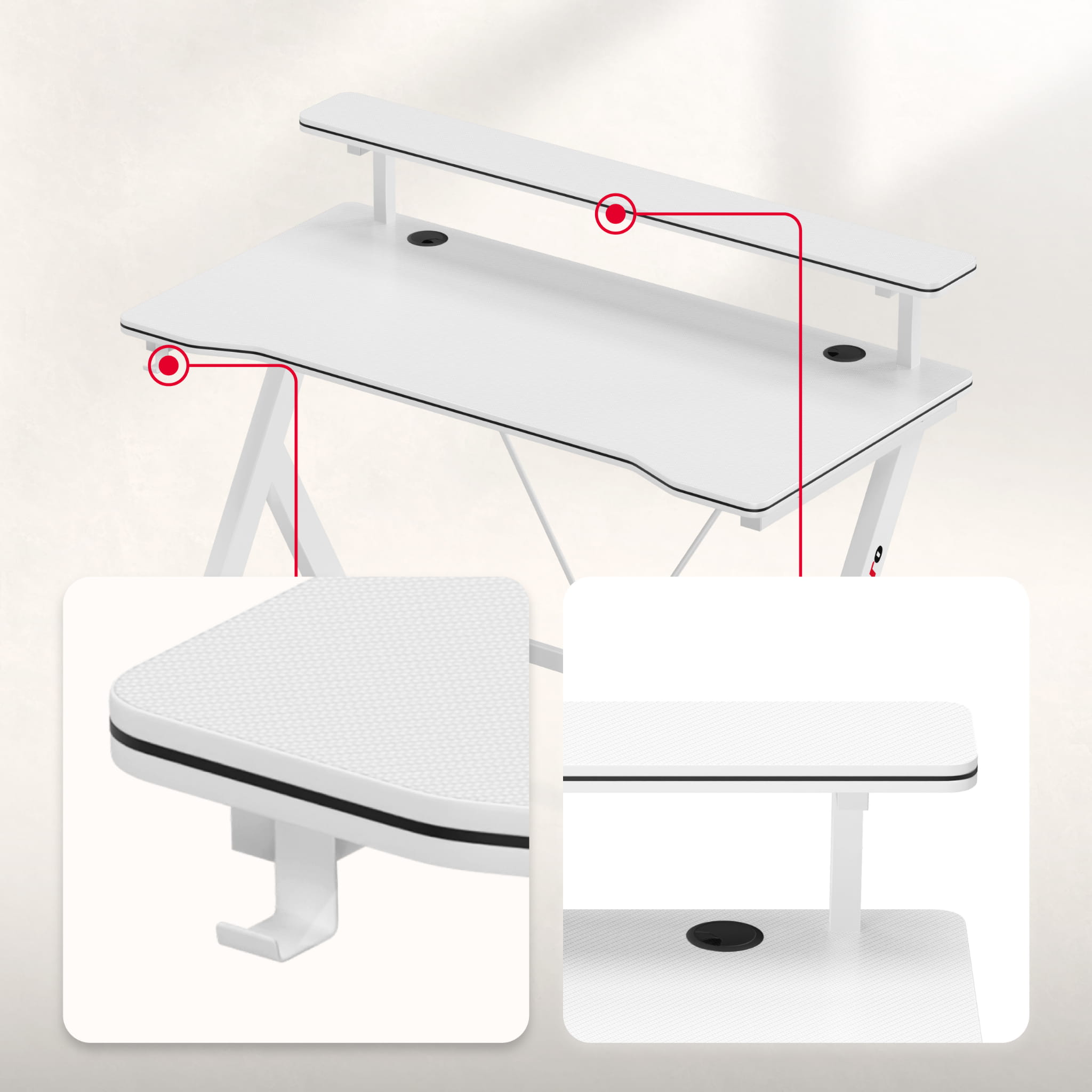 Huzaro Hero 1.9 White žaidimų stalas 120 cm