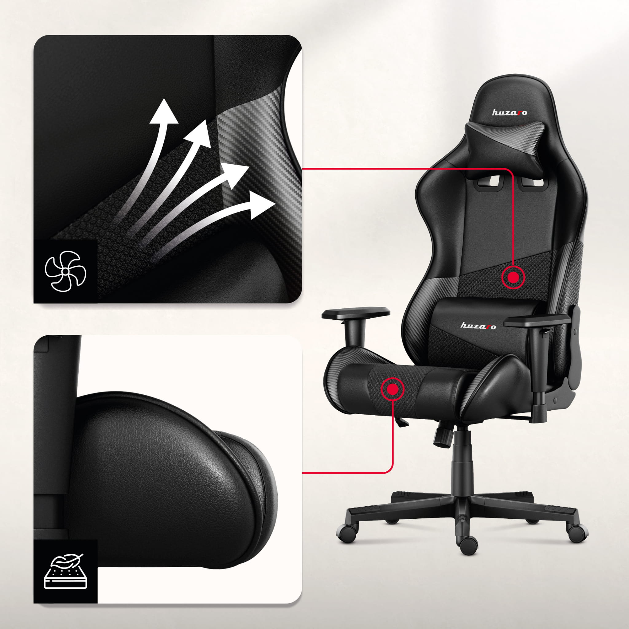 Huzaro Force 6.2 Carbon žaidimų KĖDĖ