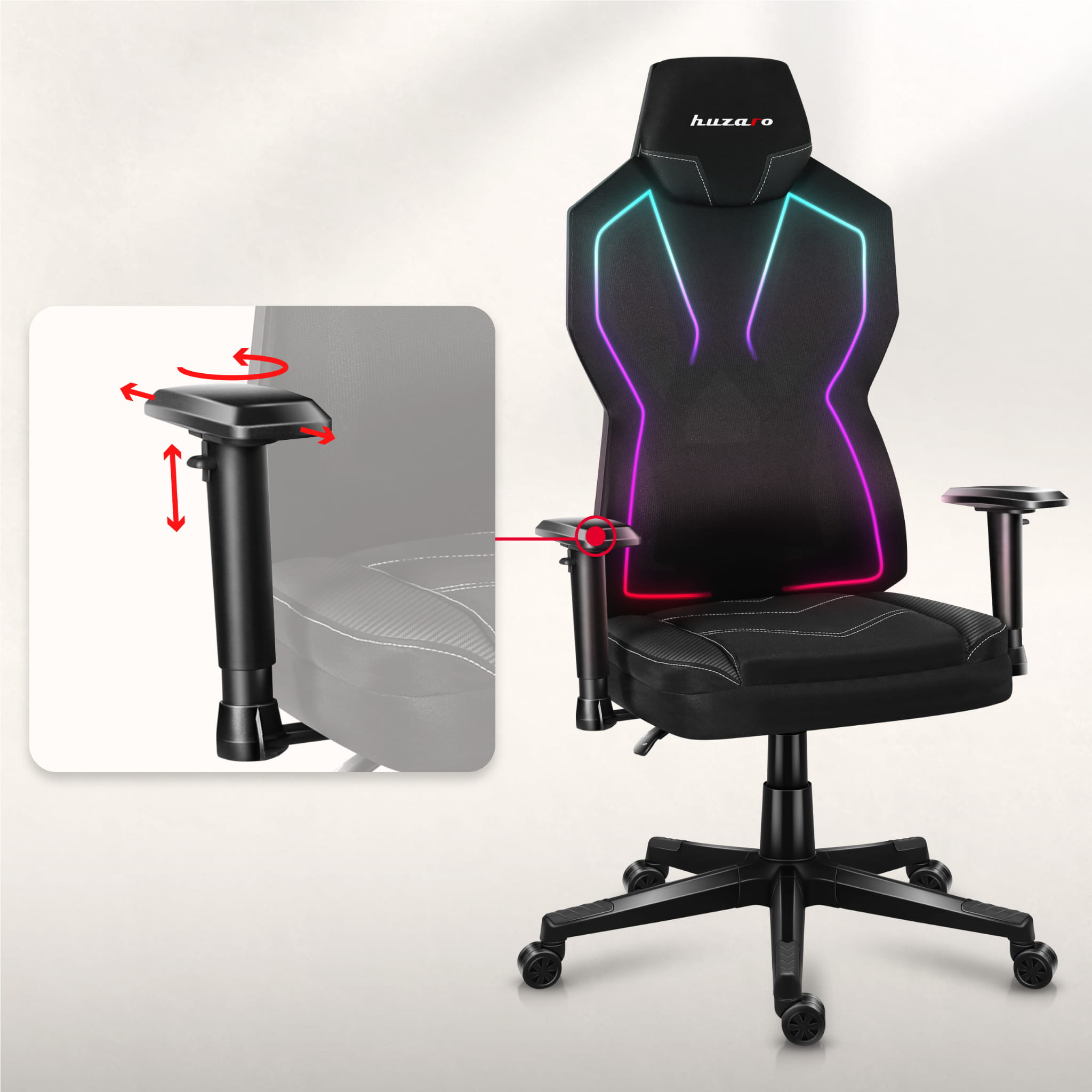 Huzaro Combat 6.2 Black RGB žaidimų kėdė