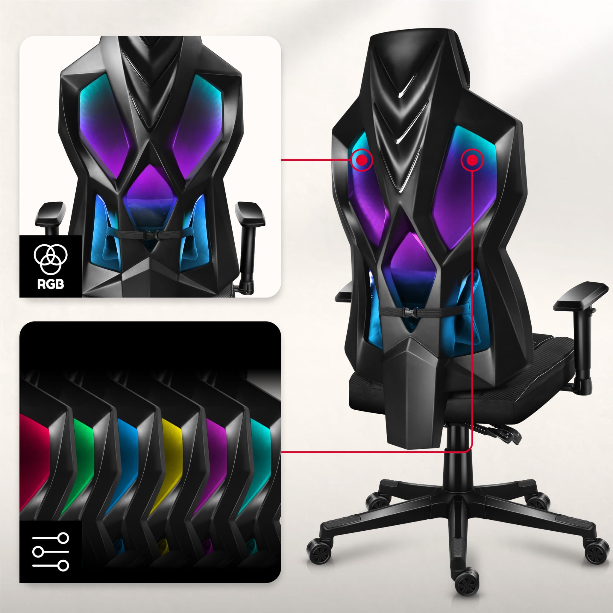 Huzaro Combat 6.2 Black RGB žaidimų kėdė