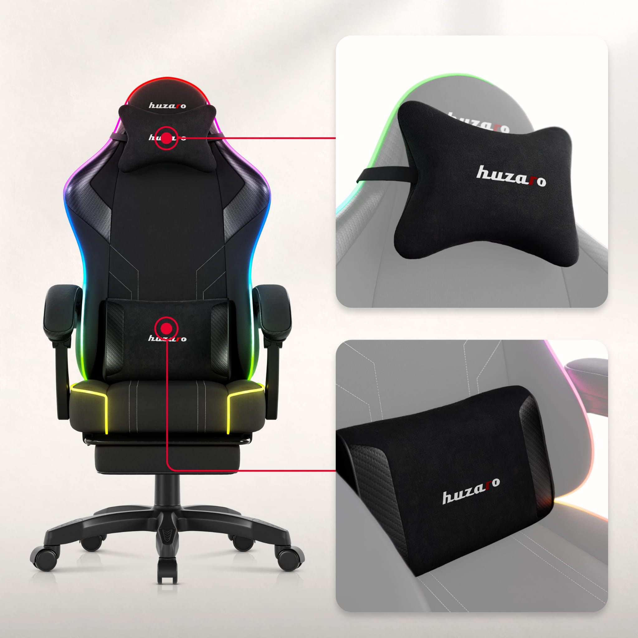 Huzaro Force 3.7 RGB Black Žaidimų kėdė