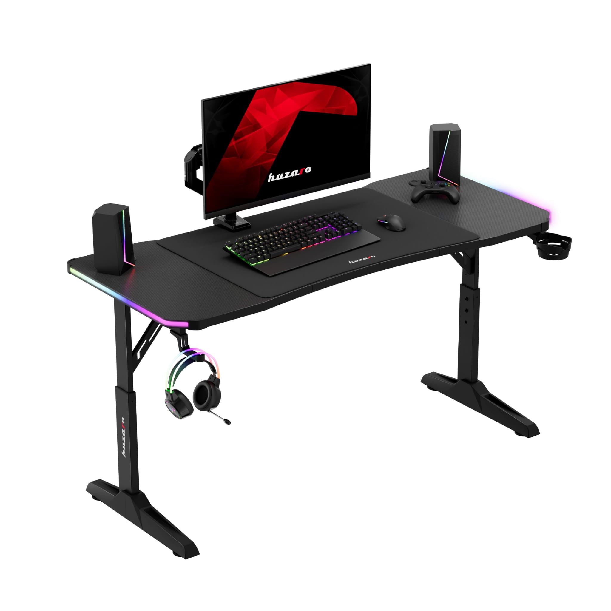 Huzaro Hero 3.6 RGB LED juodas žaidimų stalas