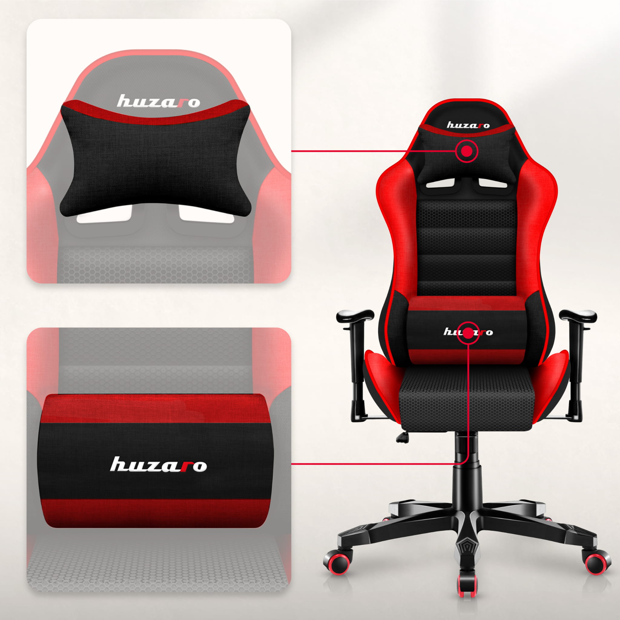 Huzaro Ranger 6.0 Red Mesh Žaidimų kėdė vaikui