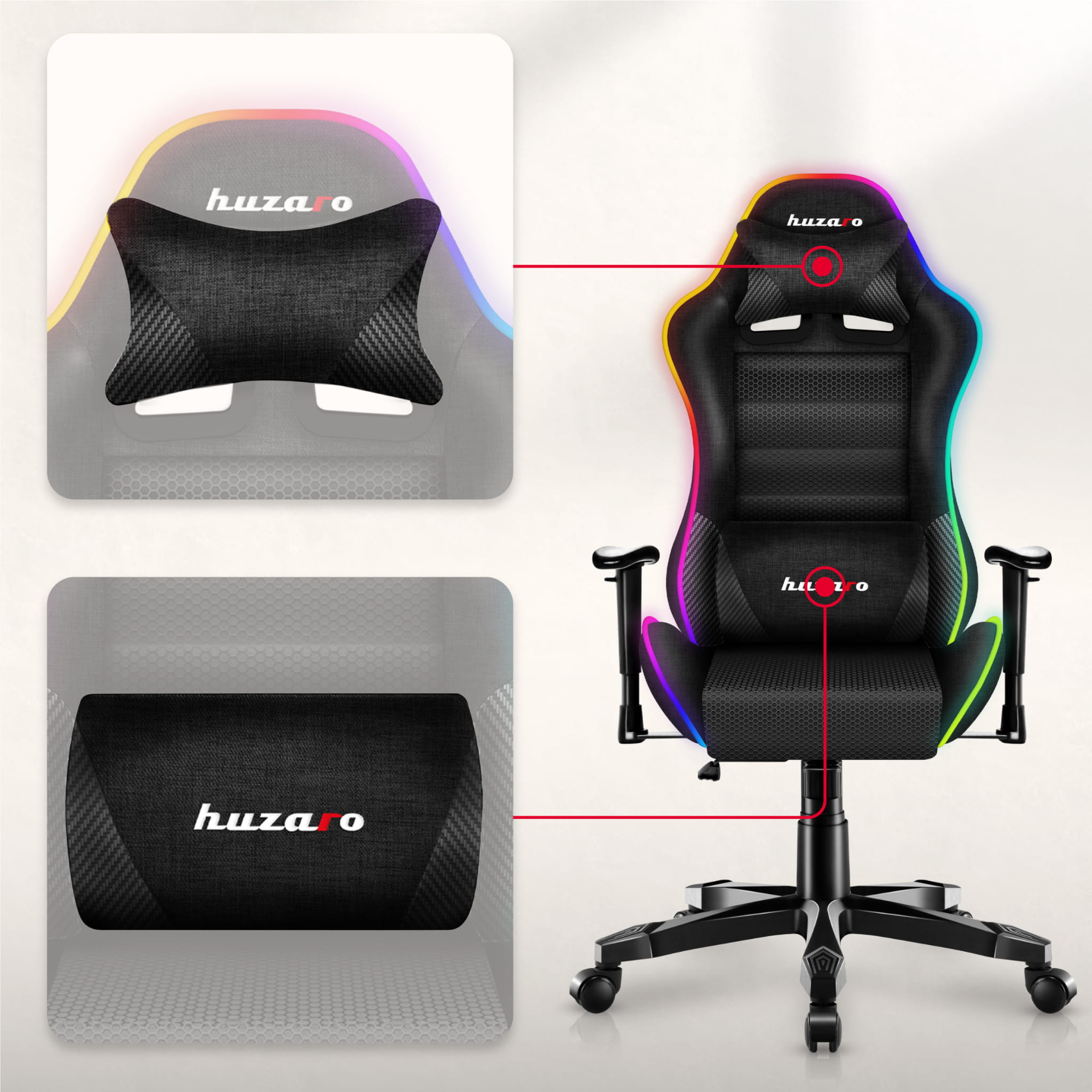 Huzaro Ranger 6.0 RGB tinklelio Žaidimų kėdė vaikui