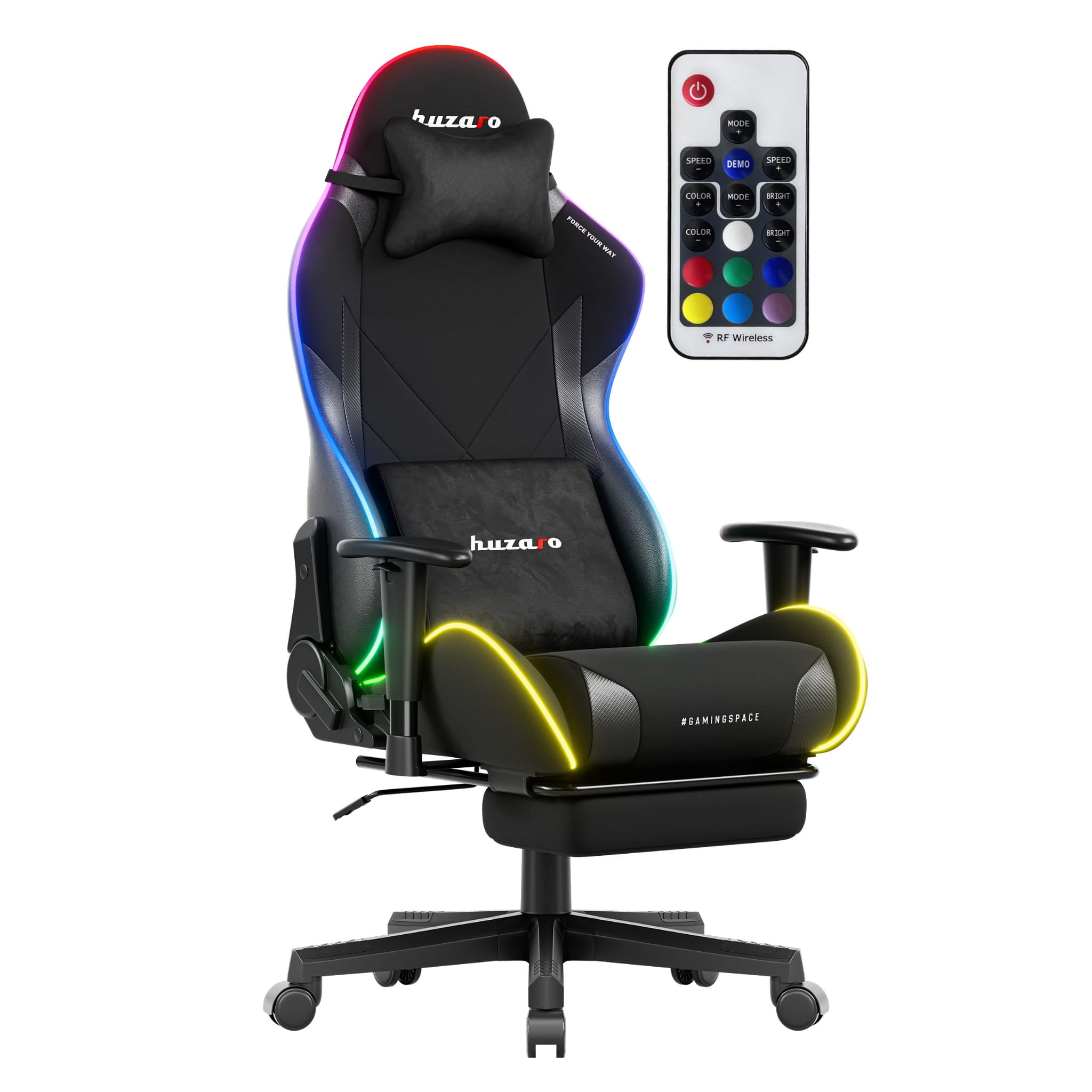 Huzaro Force 5.7 RGB LED Juoda Žaidimų kėdė
