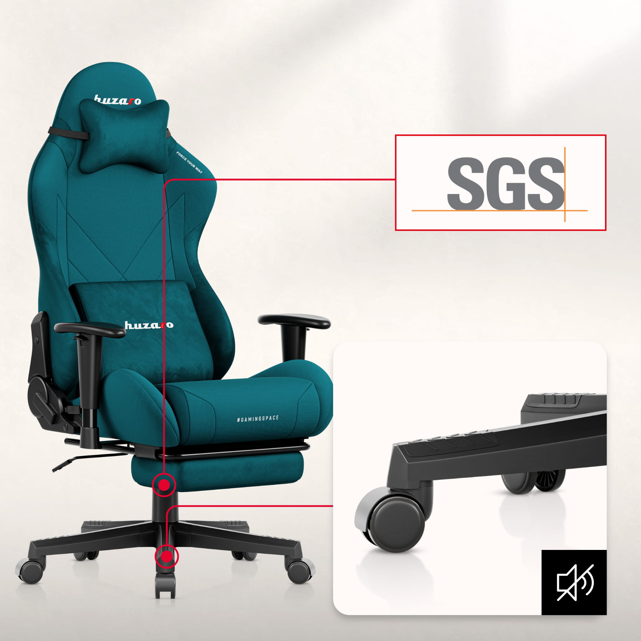 Huzaro Force 5.7 Teal Žaidimų kėdė