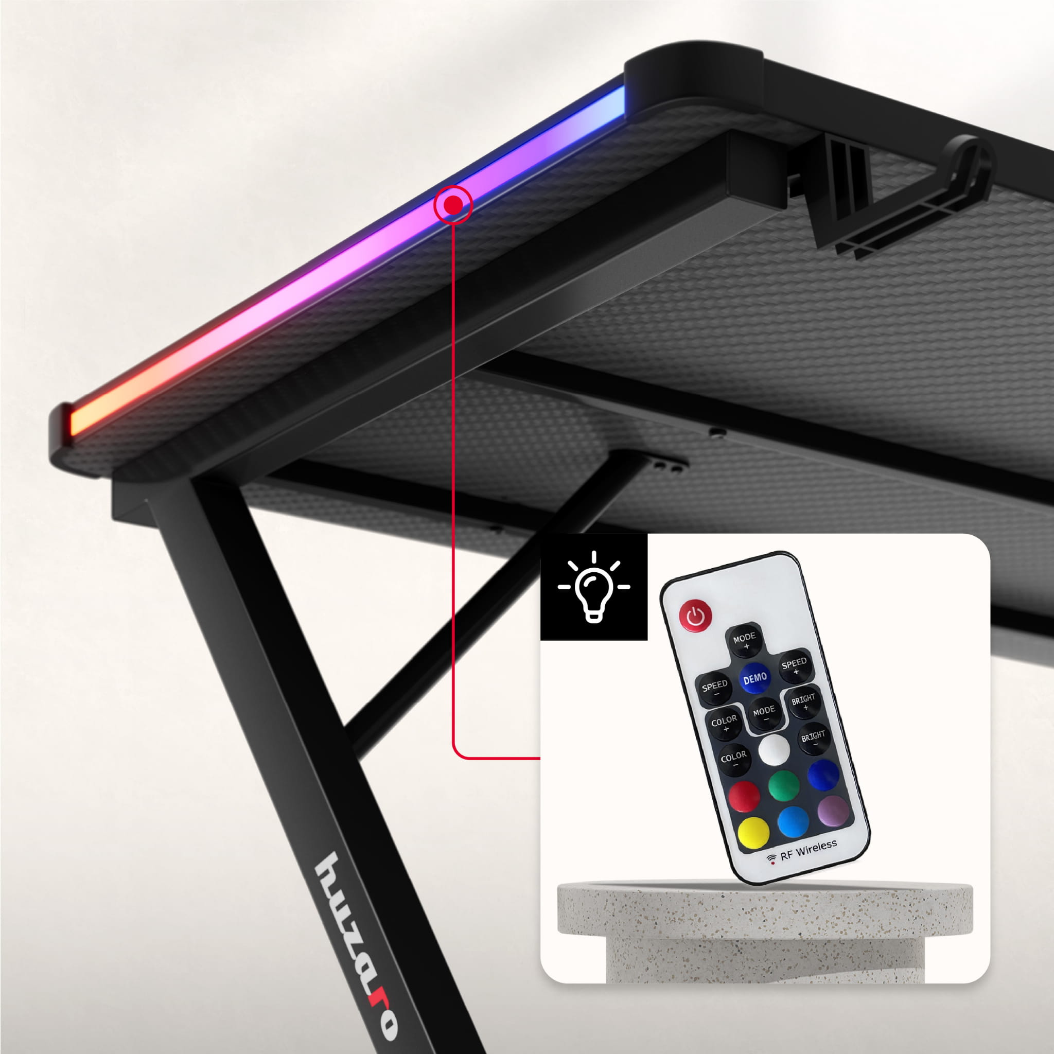 Huzaro Hero 2.5 RGB LED žaidimų stalas