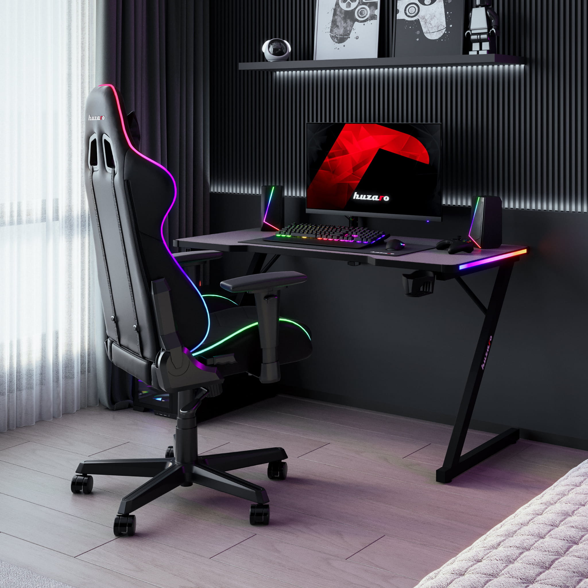 Huzaro Hero 2.5 RGB LED žaidimų stalas