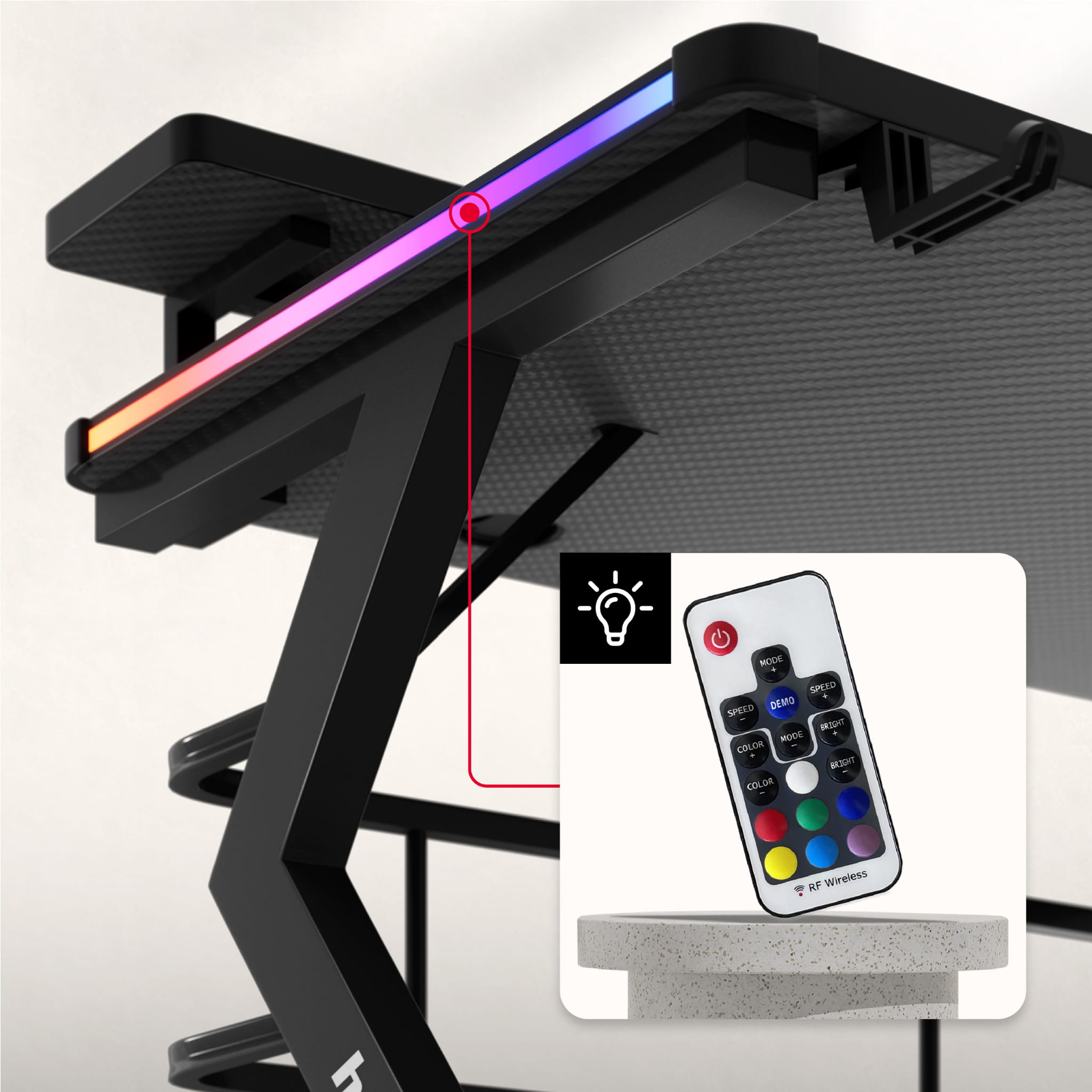 Huzaro Hero 5.0 RGB LED žaidimų stalas