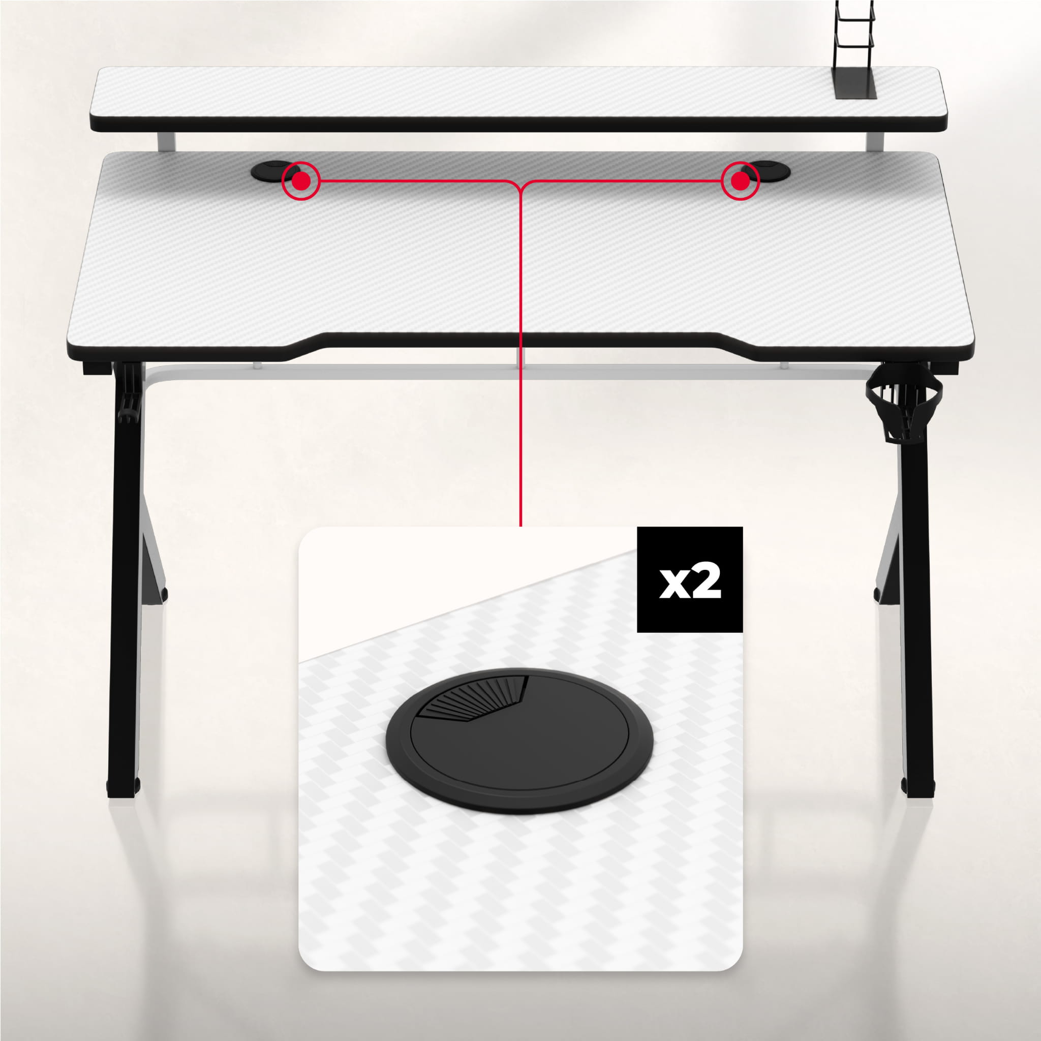 Huzaro Hero 5.0 baltas žaidimų stalas