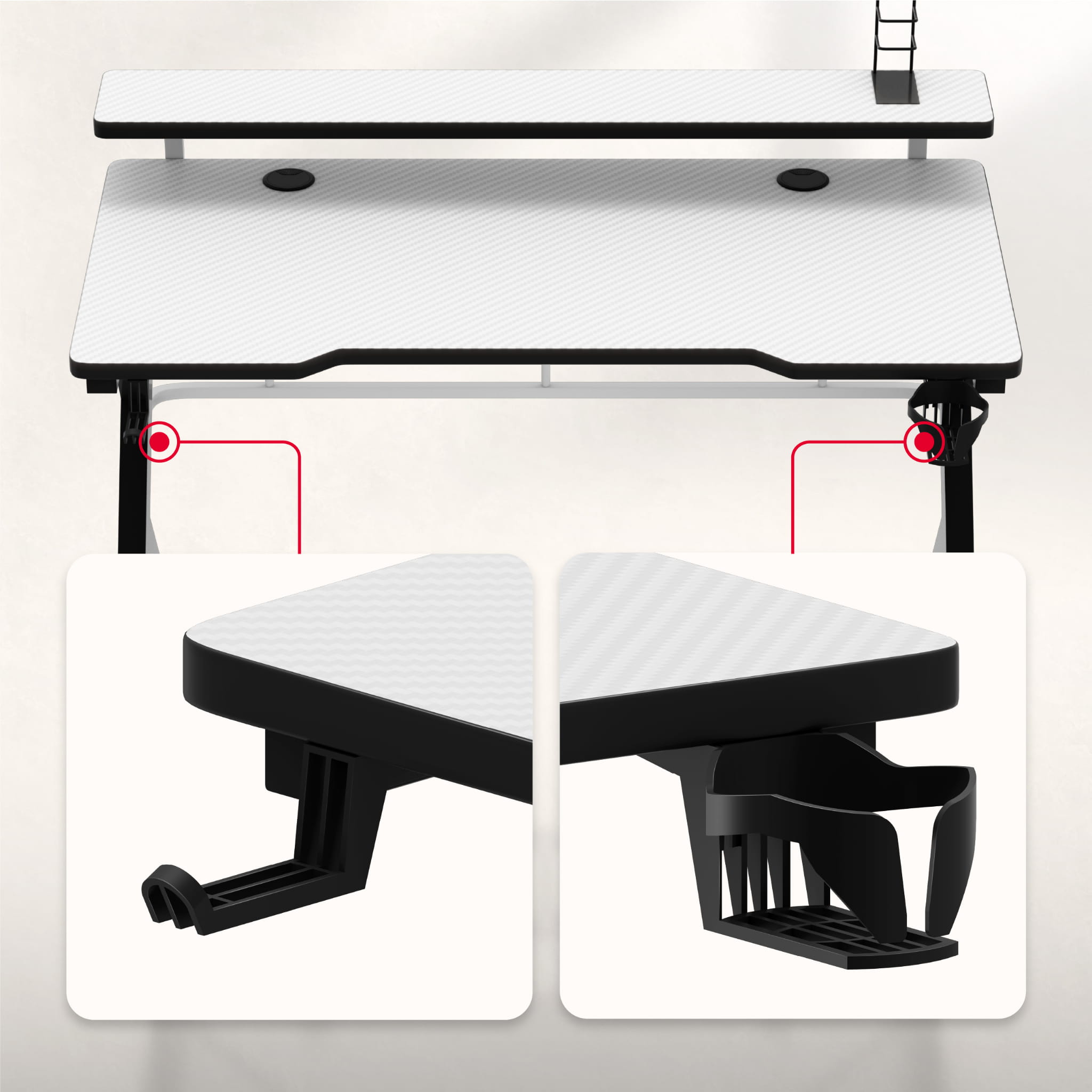 Huzaro Hero 5.0 baltas žaidimų stalas