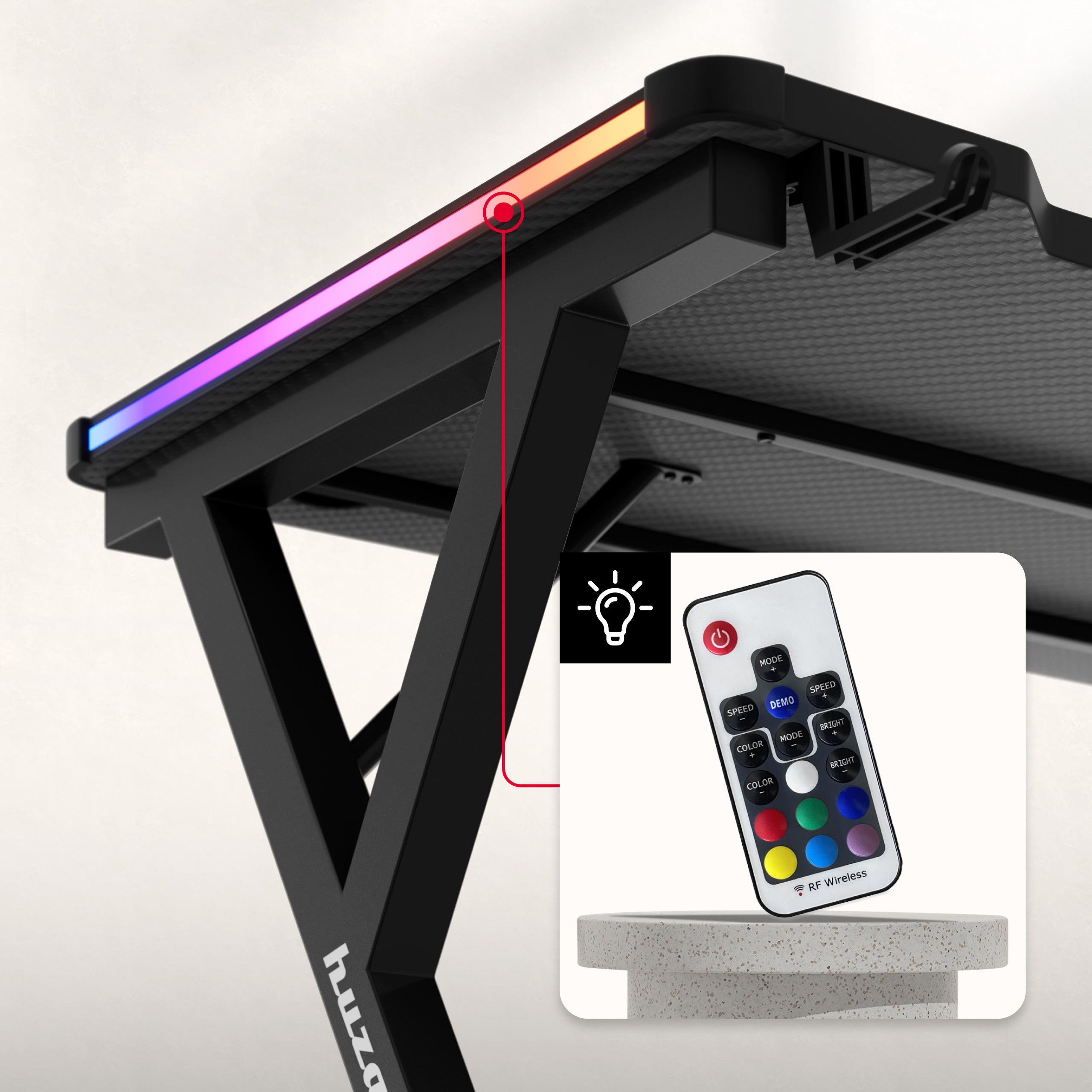 Huzaro Hero 2.3 RGB LED žaidimų stalas 120 cm