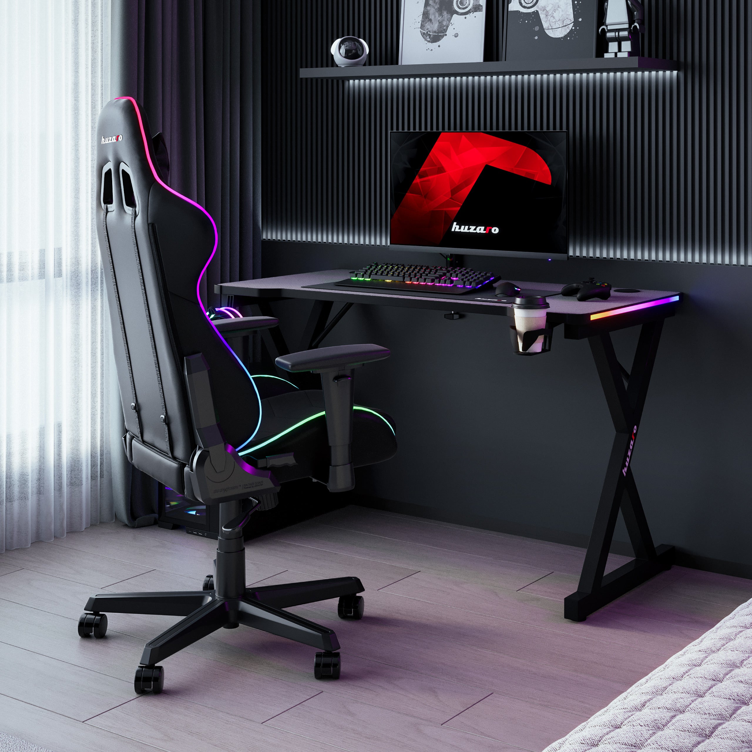 Huzaro Hero 2.3 RGB LED žaidimų stalas 120 cm