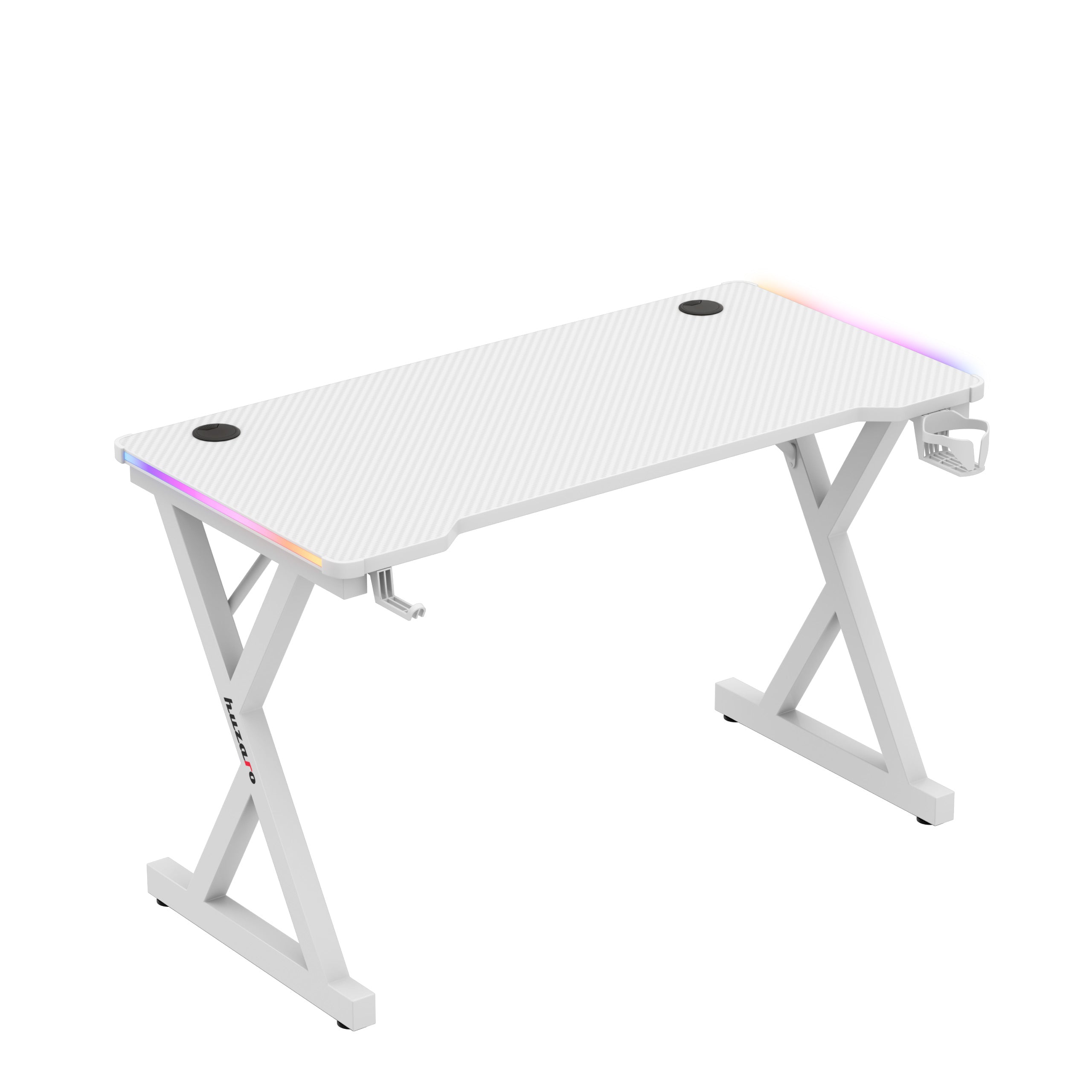 Huzaro Hero 2.3 RGB White 120 cm LED žaidimų stalas