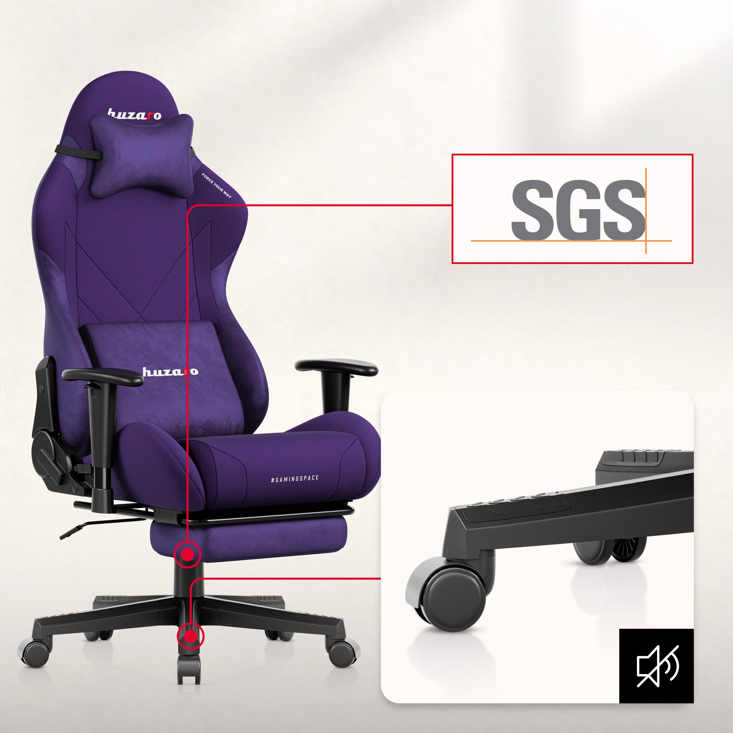 "Huzaro Force 5.7" žaidimų kėdė Violetinė
