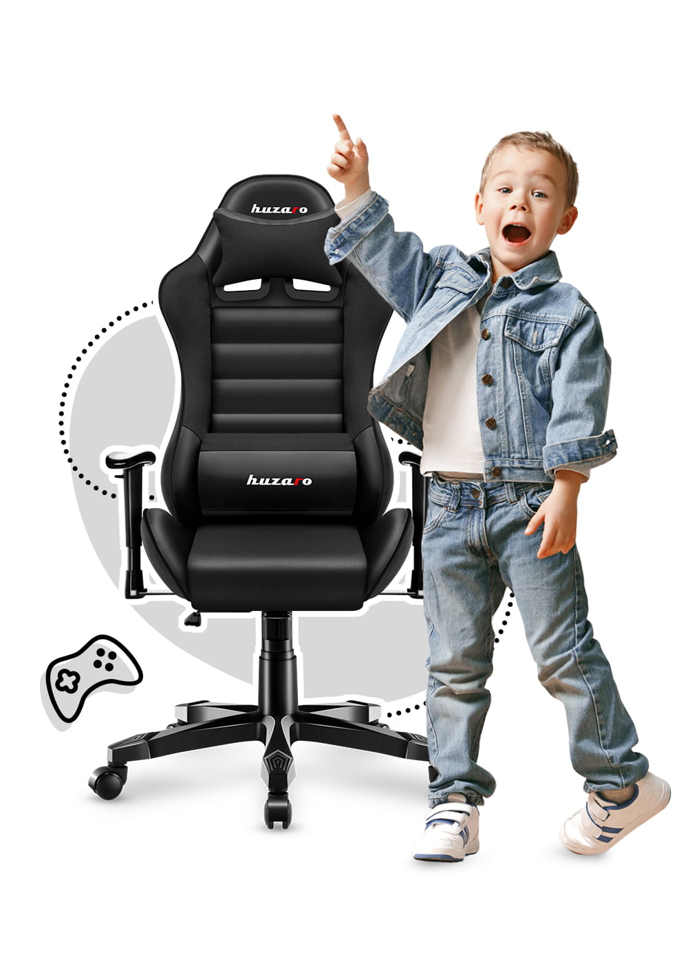 Huzaro Ranger 6.0 Žaidimų kėdė vaikui juoda