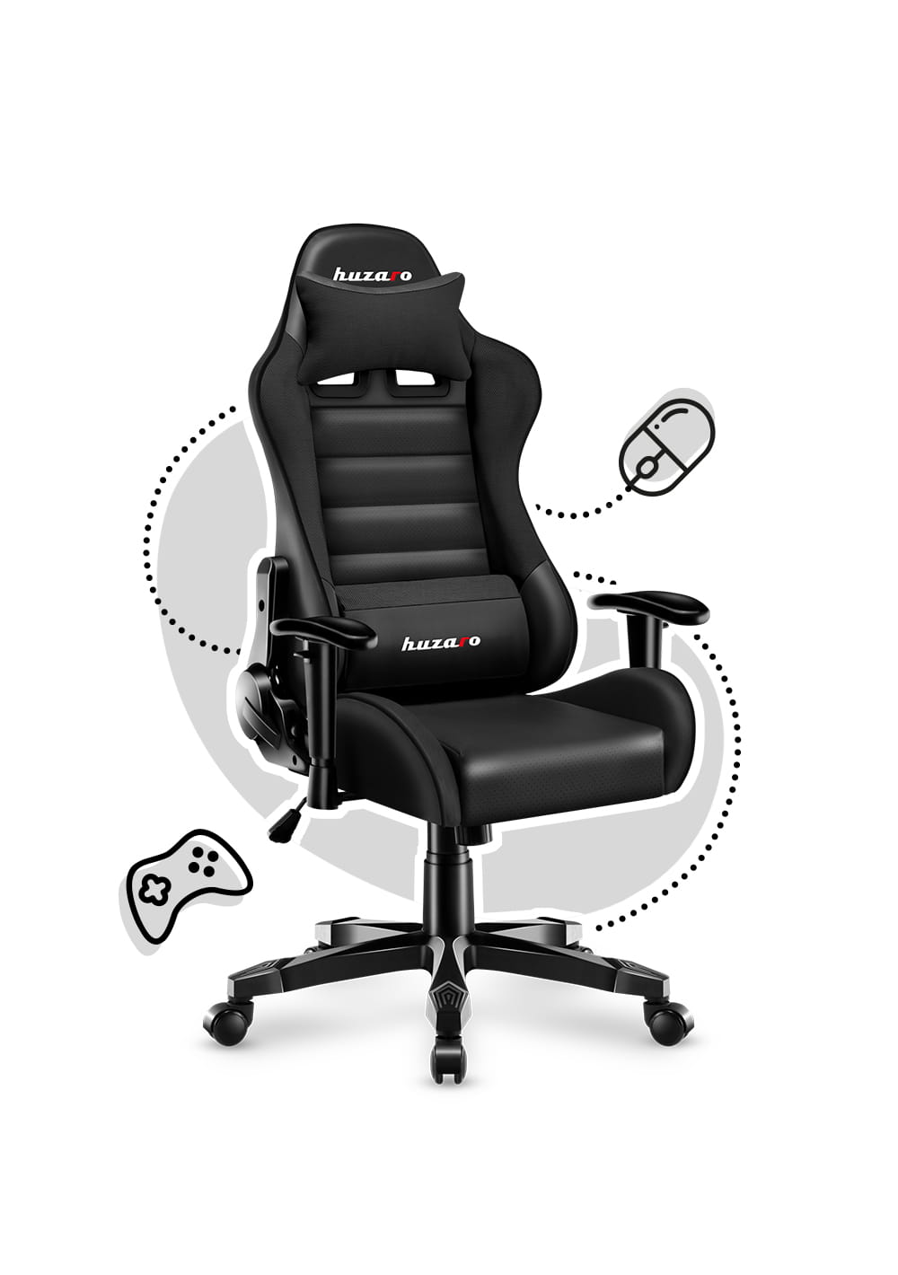 Huzaro Ranger 6.0 Žaidimų kėdė vaikui juoda