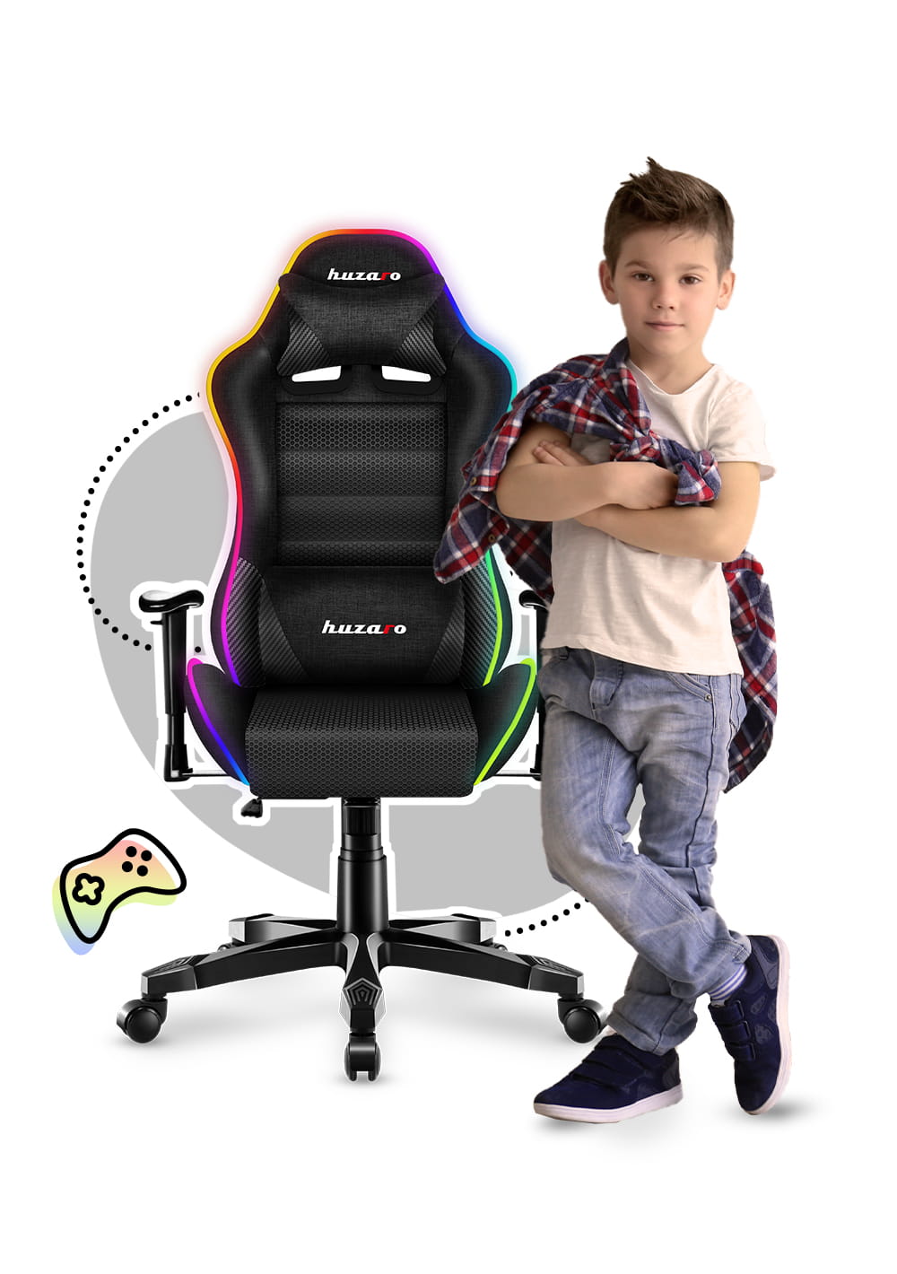 Huzaro Ranger 6.0 RGB tinklelio Žaidimų kėdė vaikui
