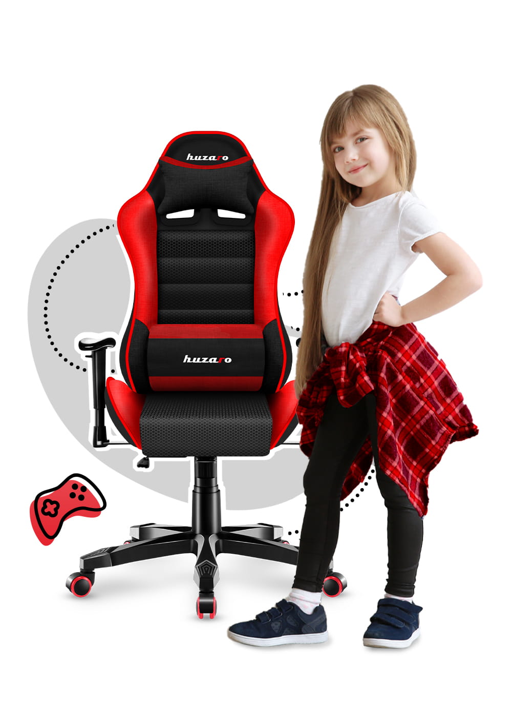 Huzaro Ranger 6.0 Red Mesh Žaidimų kėdė vaikui