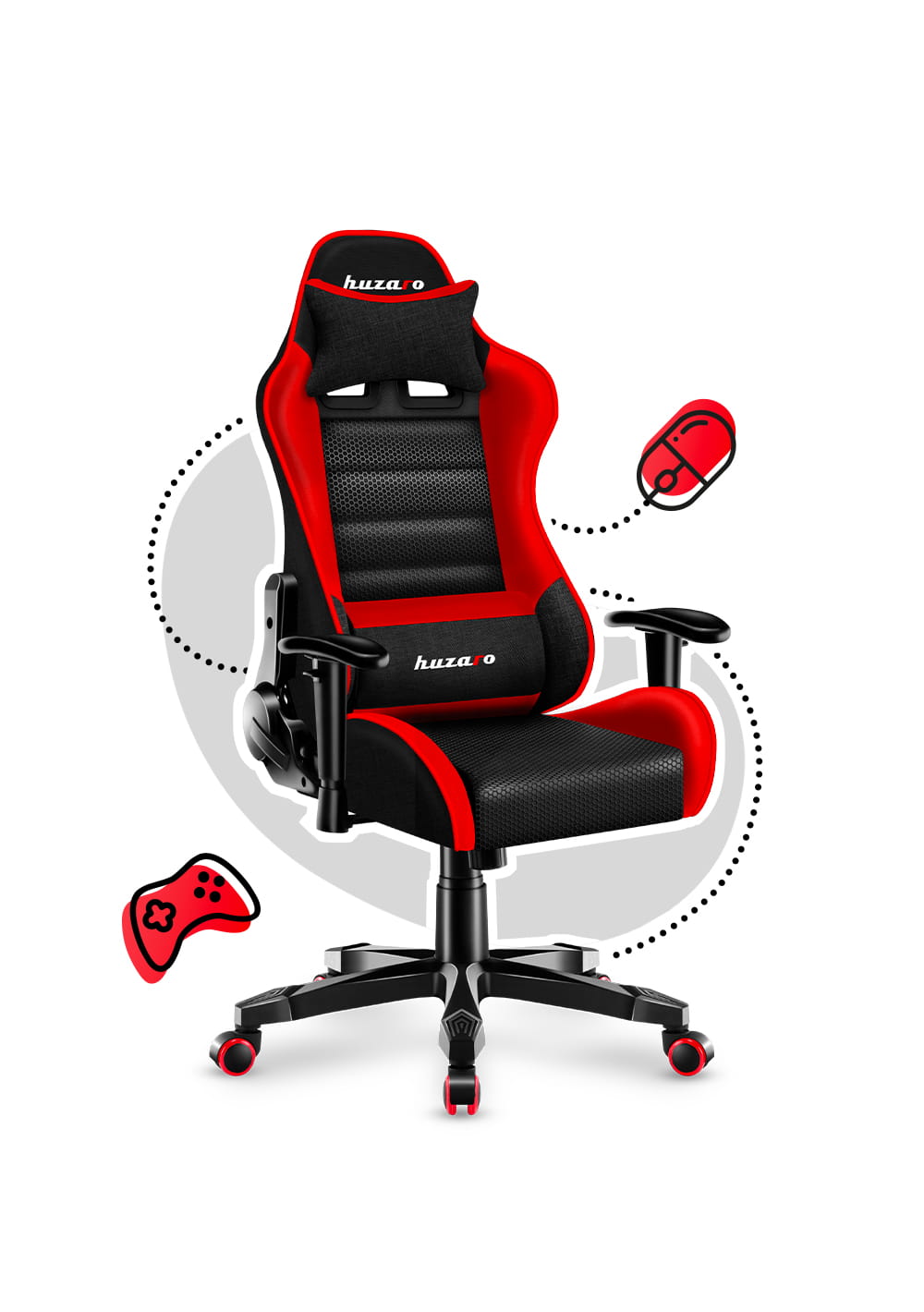 Huzaro Ranger 6.0 Red Mesh Žaidimų kėdė vaikui