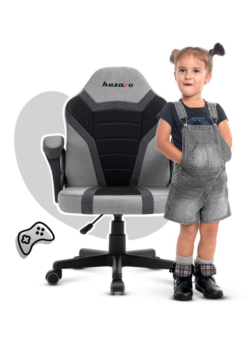 Huzaro Ranger 1.0 Grey Mesh Žaidimų kėdė vaikui