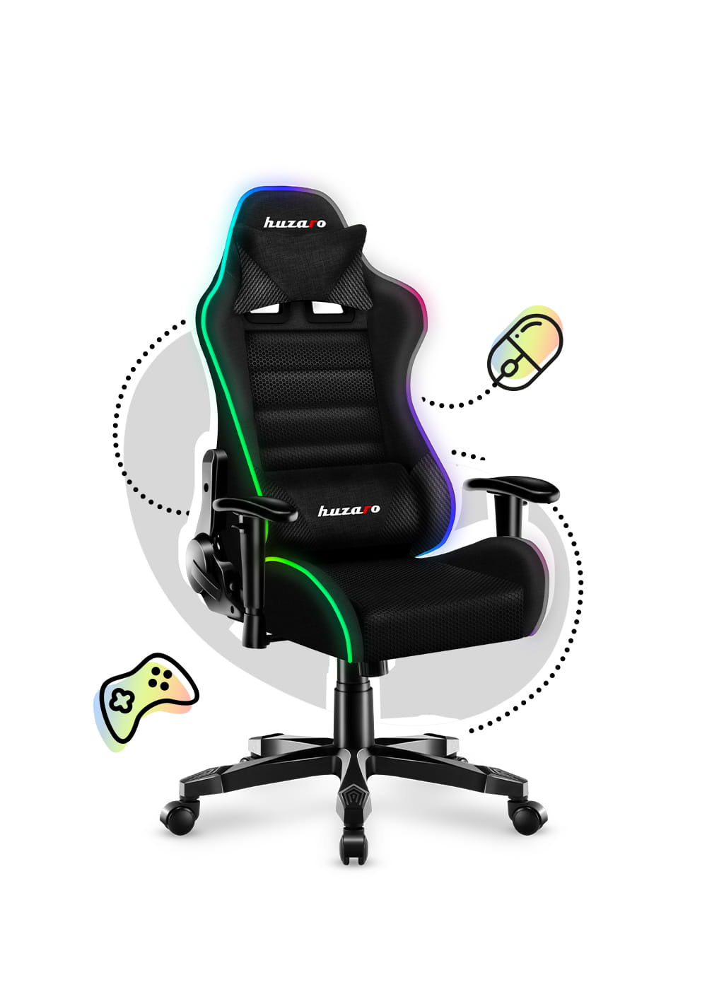 Huzaro Ranger 6.0 RGB tinklelio Žaidimų kėdė vaikui
