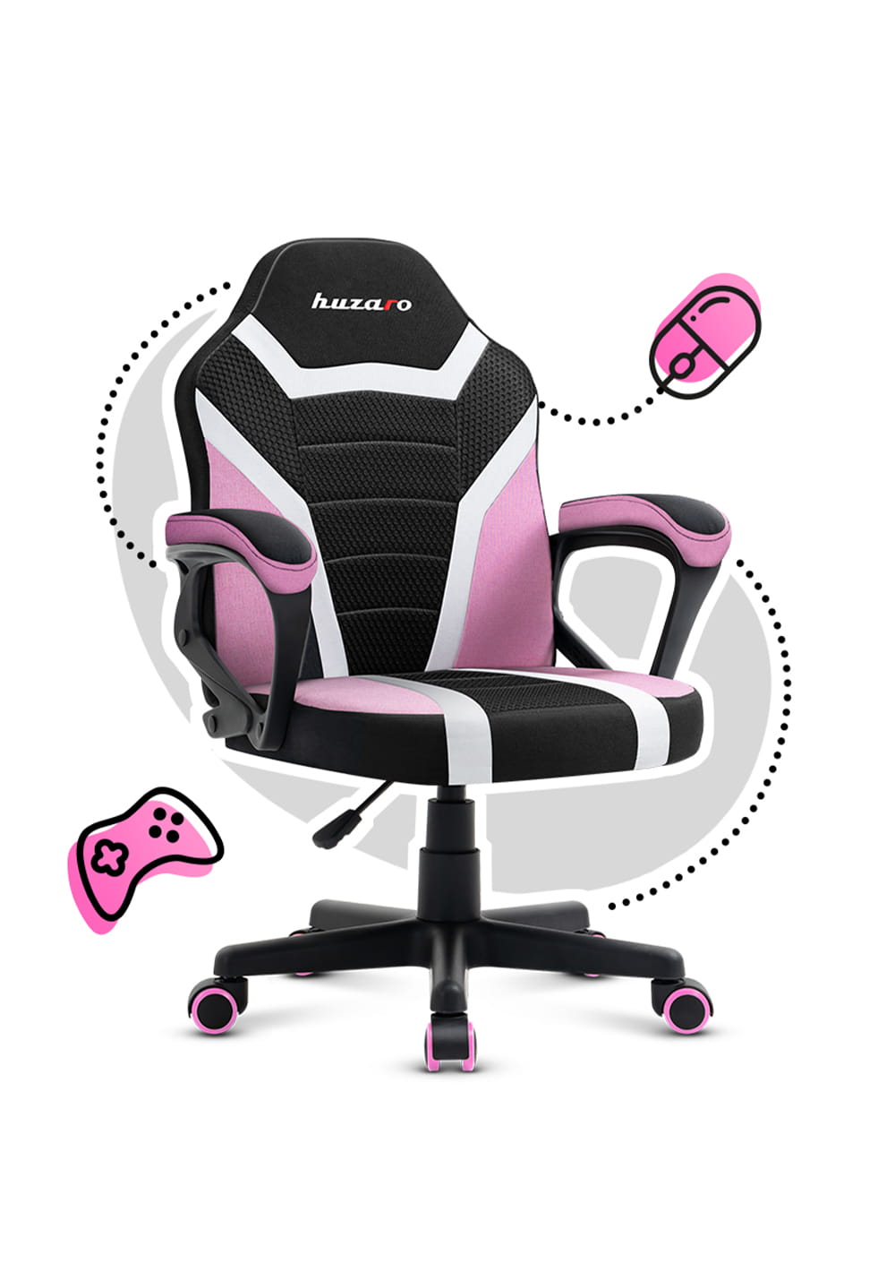 Huzaro Ranger 1.0 Pink Mesh Žaidimų kėdė vaikui