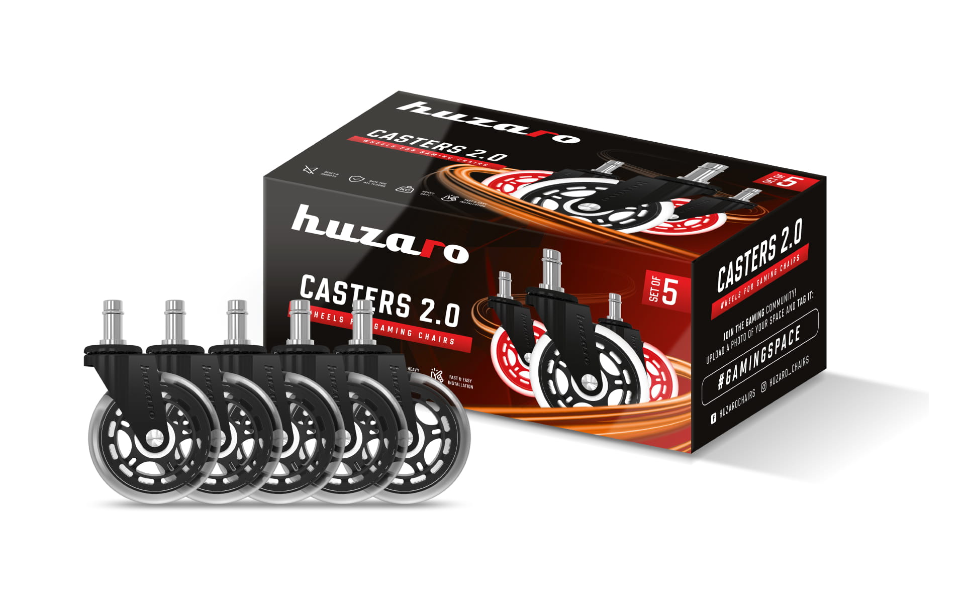 Casters 2.0 Kėdės ratukai juoda
