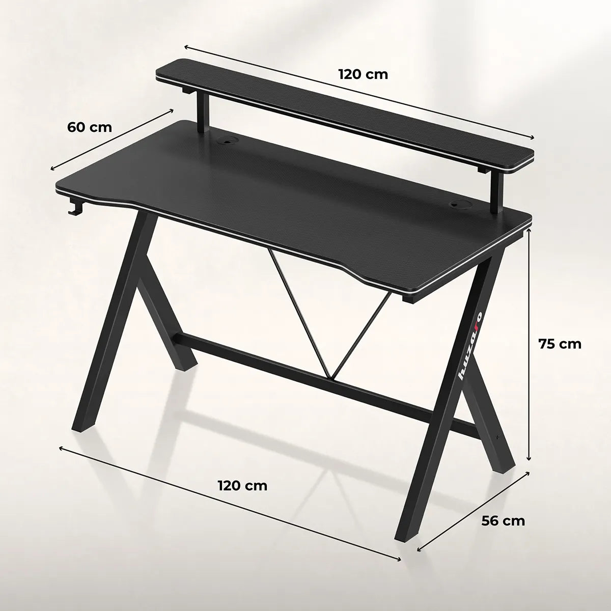 "Huzaro Hero 1.9 Black" juodos spalvos žaidimų stalas 120 cm
