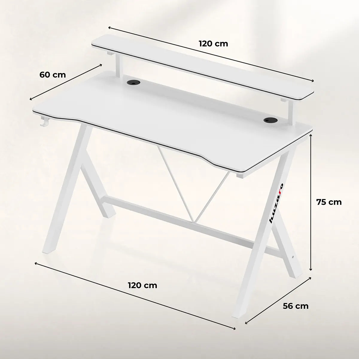 Huzaro Hero 1.9 White žaidimų stalas 120 cm