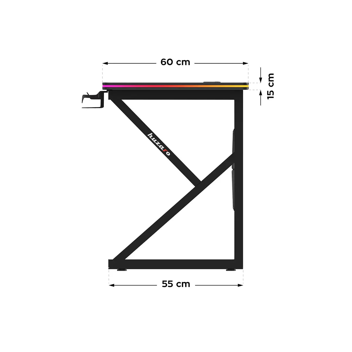 Hero 1.7 RGB žaidimų stalas juodas